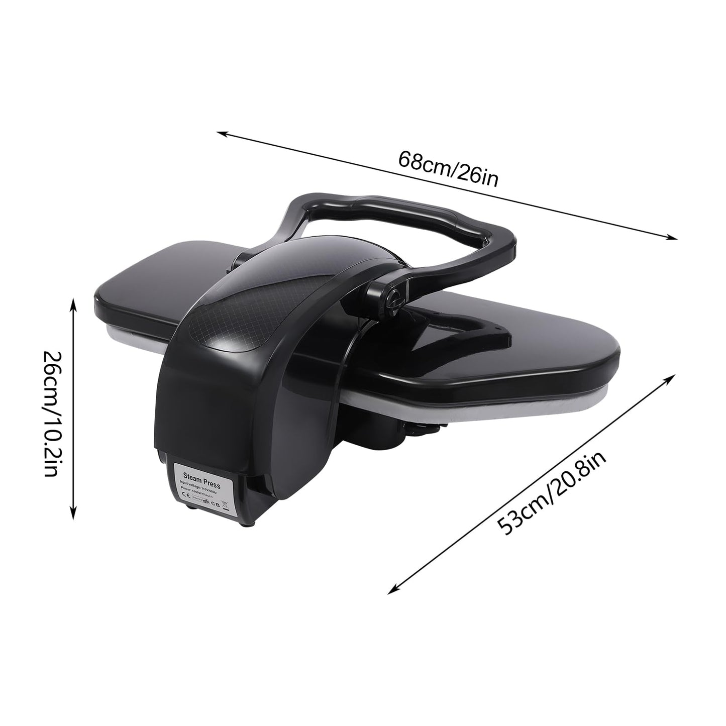 Wawuwao Intelligent Steam Press for Clothes, Digital Steam Iron Press with Touch Screen, 1600W Fabric Steam Press Machine with 5 Modes, Large 35.8inch Plate(Black)