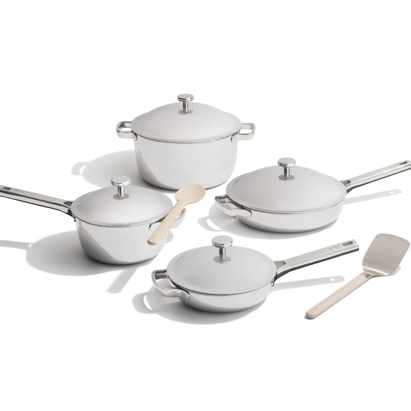 Our Place Titanium Pro Cookware Set | 10-Piece Pots and Pans Set with Always Pan Pro, Perfect Pot Pro & Minis | Non-Toxic No-Coating Nonstick | Induction & Oven-Safe up to 1000°F | Chrome