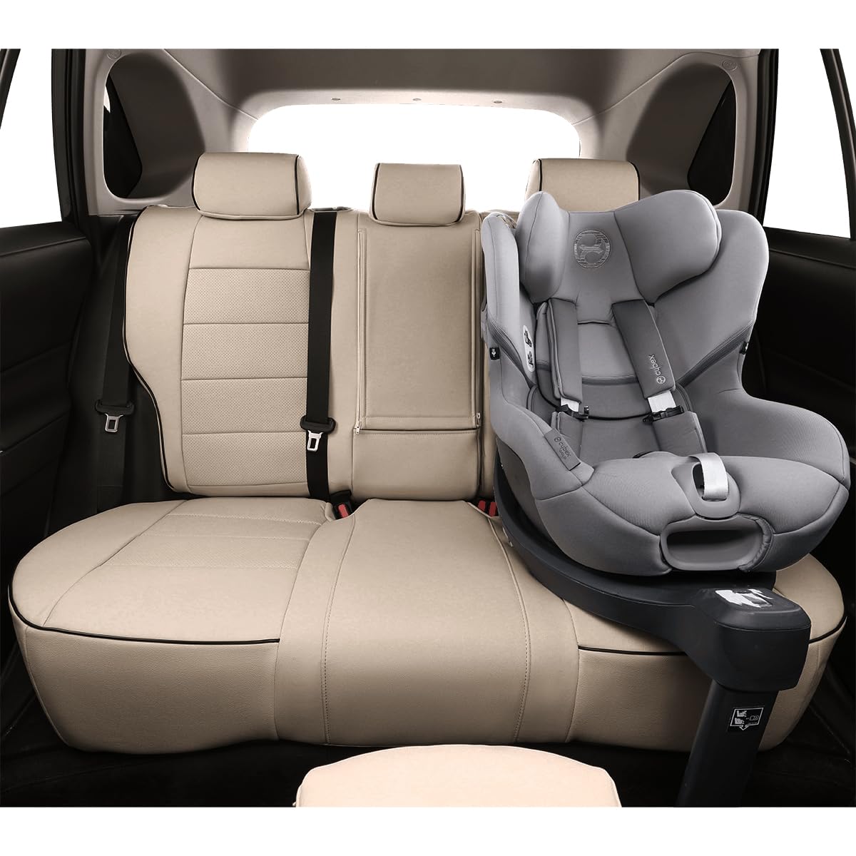 EKR Rav4 Seat Covers Custom Fit for Toyota Rav4 LE(NOT for Hybrid) 2013 2014 2015 2016 2017 2018,Leather Car Seat Cover for Trucks SUV Full Set,Faux Leather(Beige)