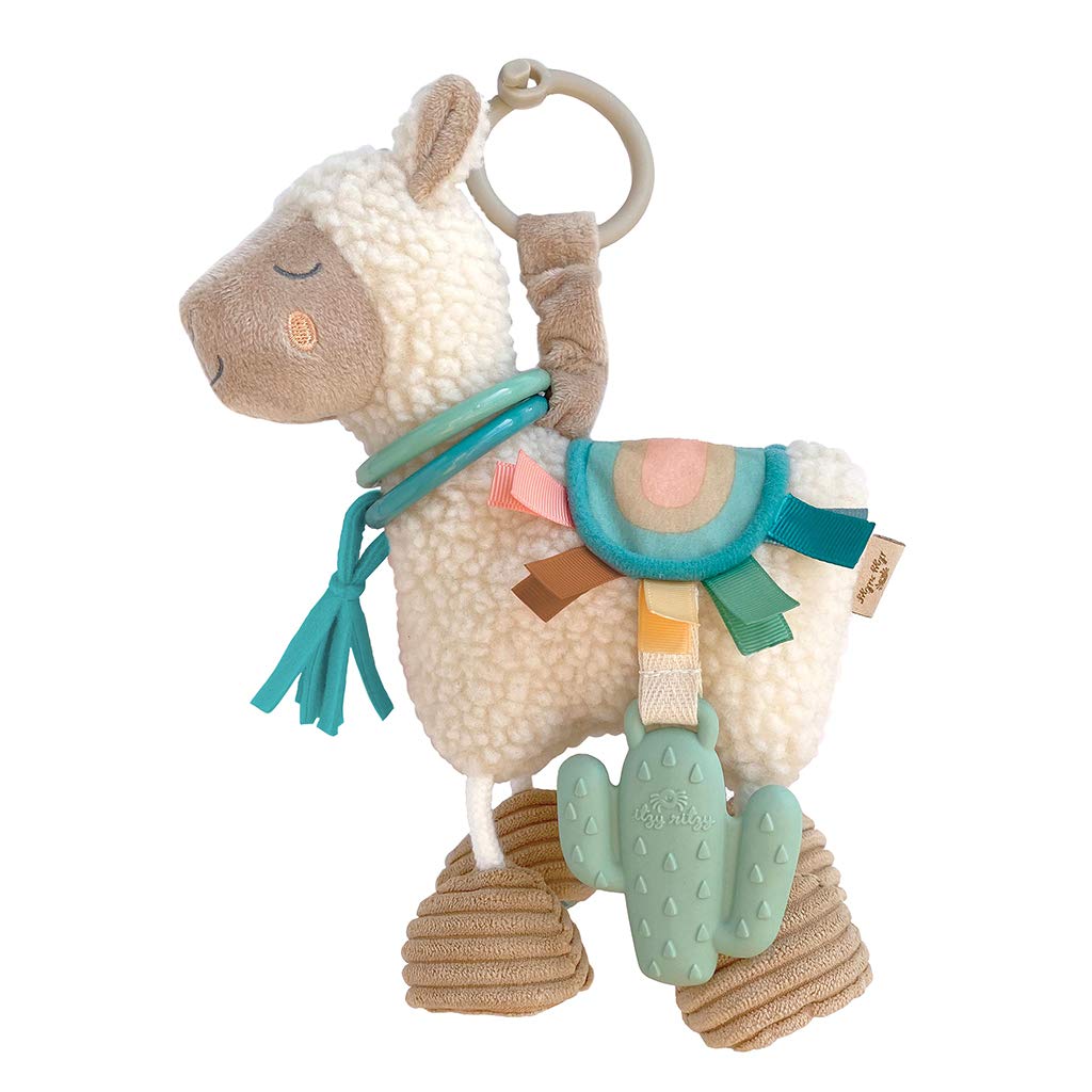 Itzy Ritzy - Itzy Lovey Including Teether, Textured Ribbons & Dangle Arms; Features Crinkle Sound & Link & Love Toy for Stroller, Car Seat or Activity Gym, Features Textured Ribbons