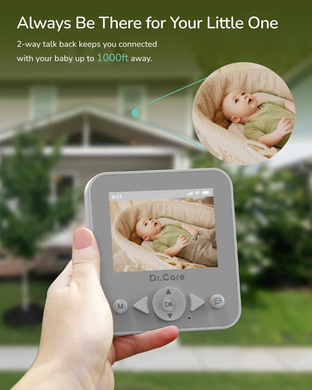 NeoView Baby Monitor No WiFi with Belt Clip Design - 2.8” Screen, 2-Way Audio, Video Loop Recording, Night Vision, Real-Time/VOX Monitoring, Temperature Sensor, Lullabies (Supports Up to 128GB)