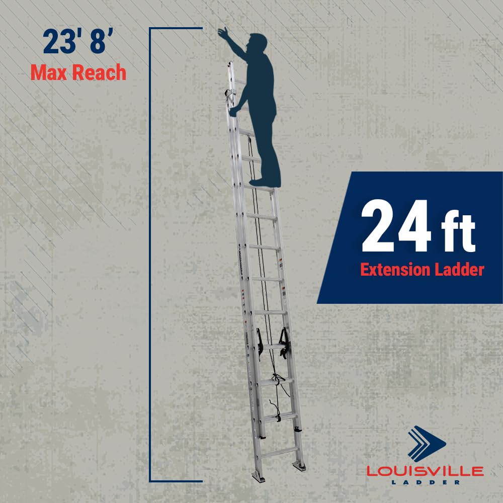 Louisville Ladder 24-foot Aluminium Extension Ladder, 300-Pound Load Capacity, Type IA, AE2224