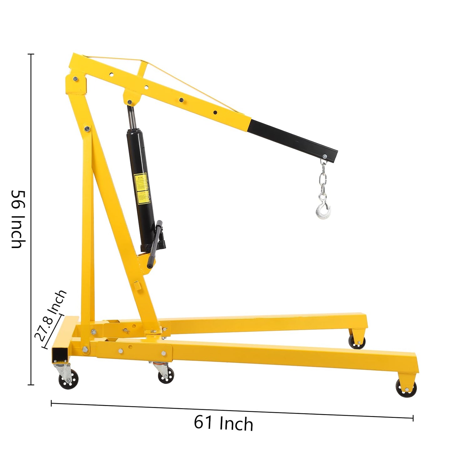 ExploreHorizon 2 Ton Hydraulic Engine Hoist, Heavy Duty Shop Crane with 6 Swivel Casters & Adjustable Cherry Picker Boom, Hydraulic Pump Hoist for Garage Workshop Truck SUV Engines, Yellow