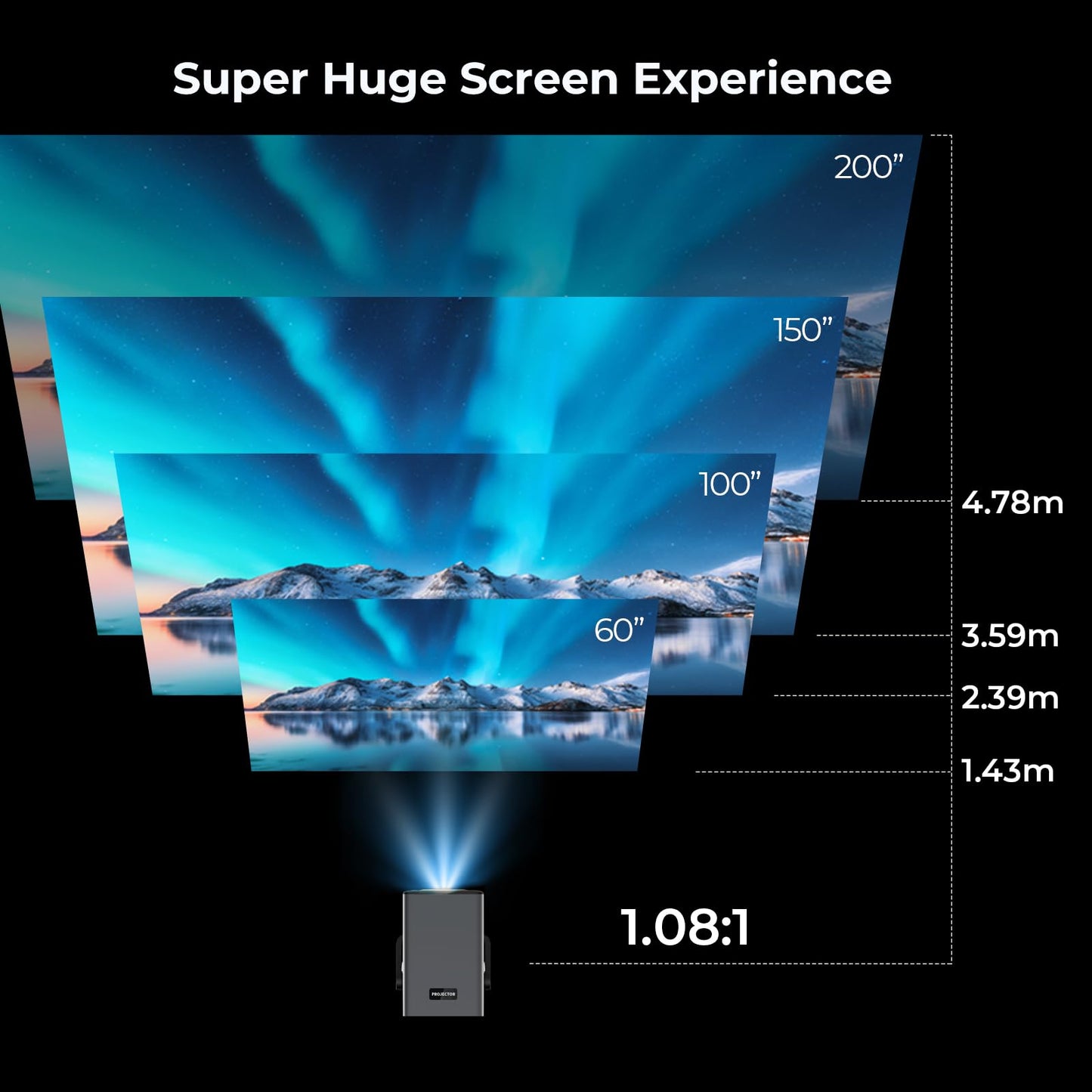 [Native 1080P/4k 8k Input/2000 ANSI/AI Vision] UHD Projector with Android 14 OS Smart Video Projector Compatible with Netflix YouTube Dolby Atmos AI Auto Focus & Keystone & Obstacle Avoidance
