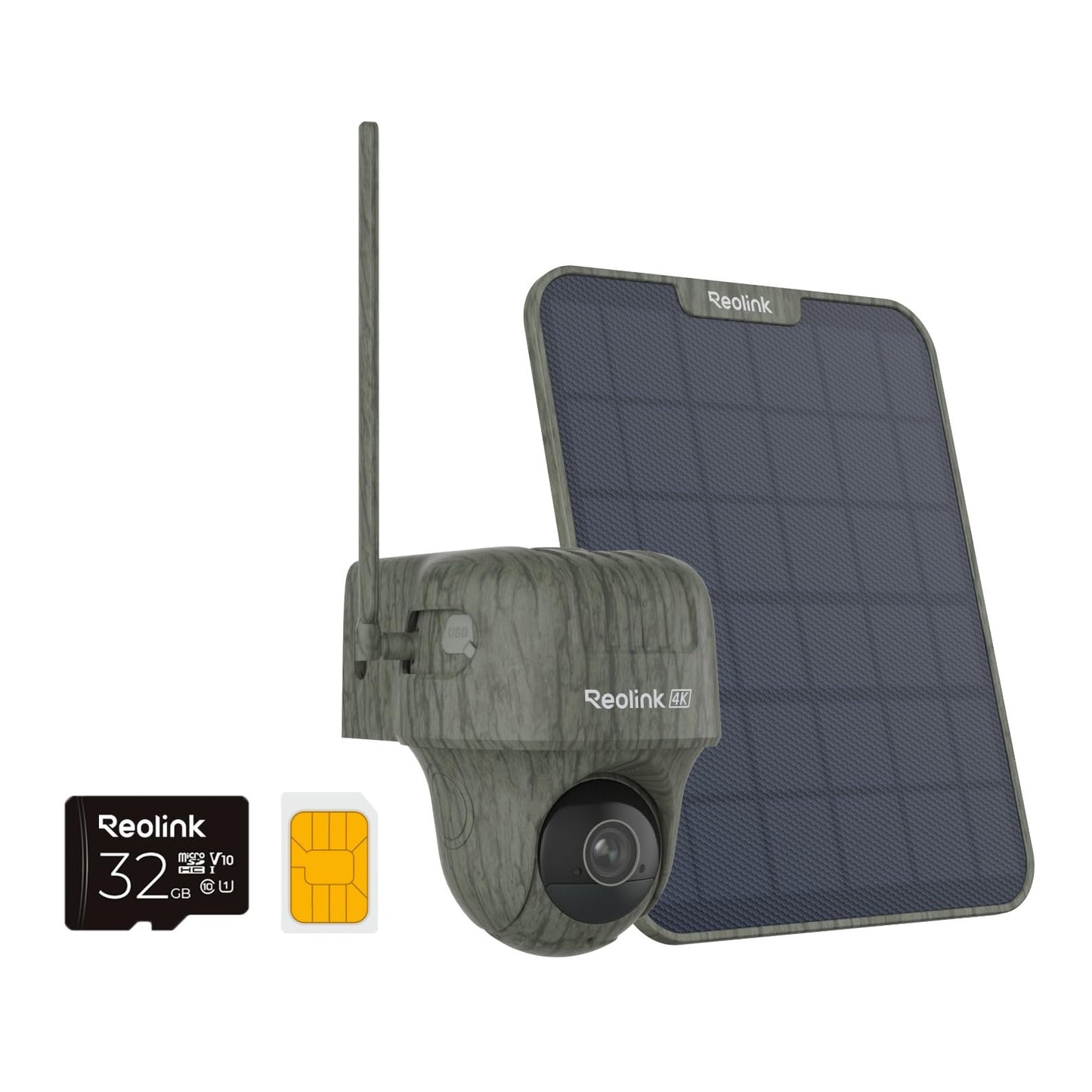 REOLINK 4K Cellular Trail Camera, 3G/4G LTE, 360° 4K HD Full View, 32GB SD+SIM Card Included, Animal Recognition, No-Glow IR, Smart Motion Activated, Go Ranger PT+Solar Panel, Updated Version