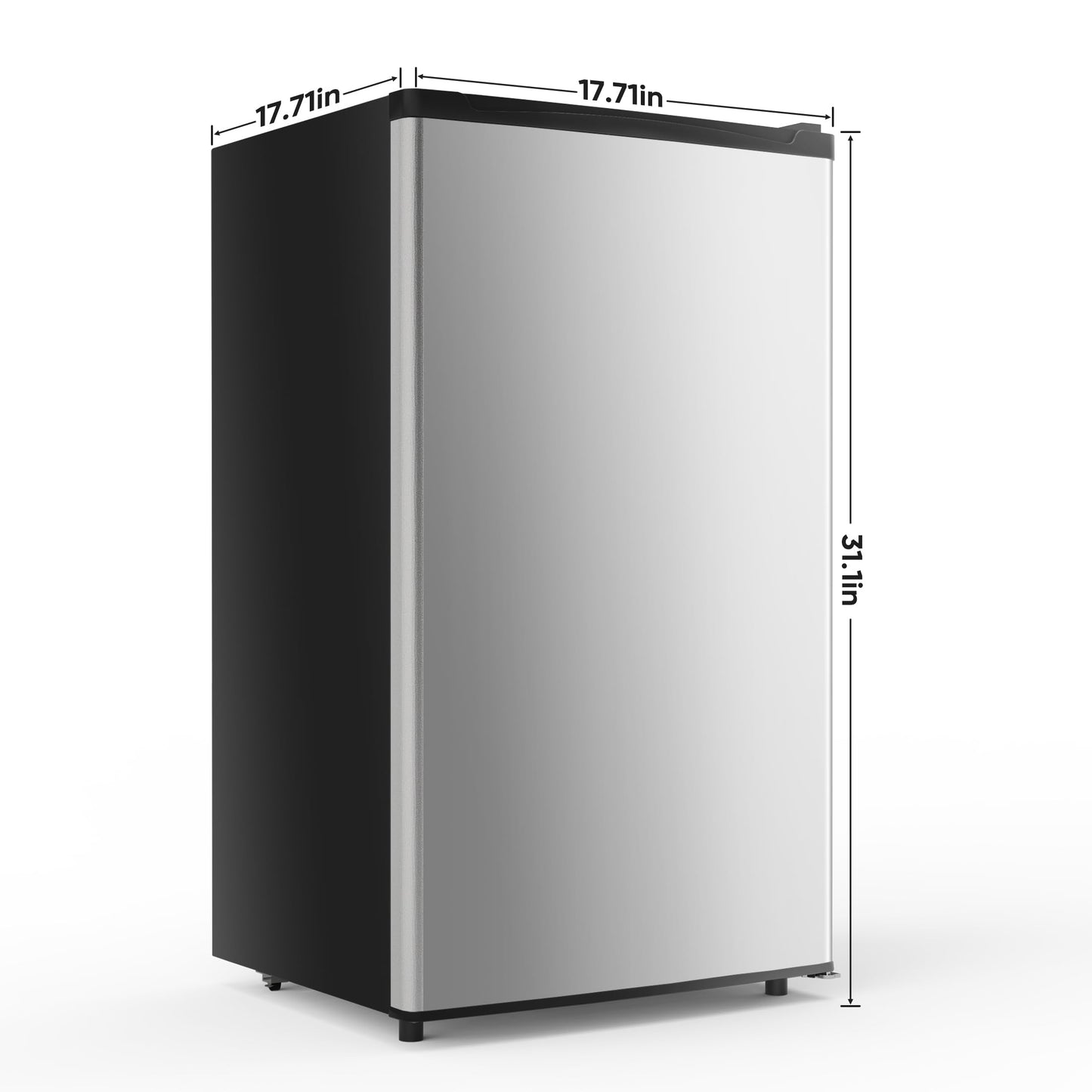 NEWBULIG Mini Fridge with Freezer 3.2 Cu.Ft Small Refrigerator for Office, Dorm, Small Fridge with Adjustable Thermostat, Energy Saving, Singel Door, Sliver