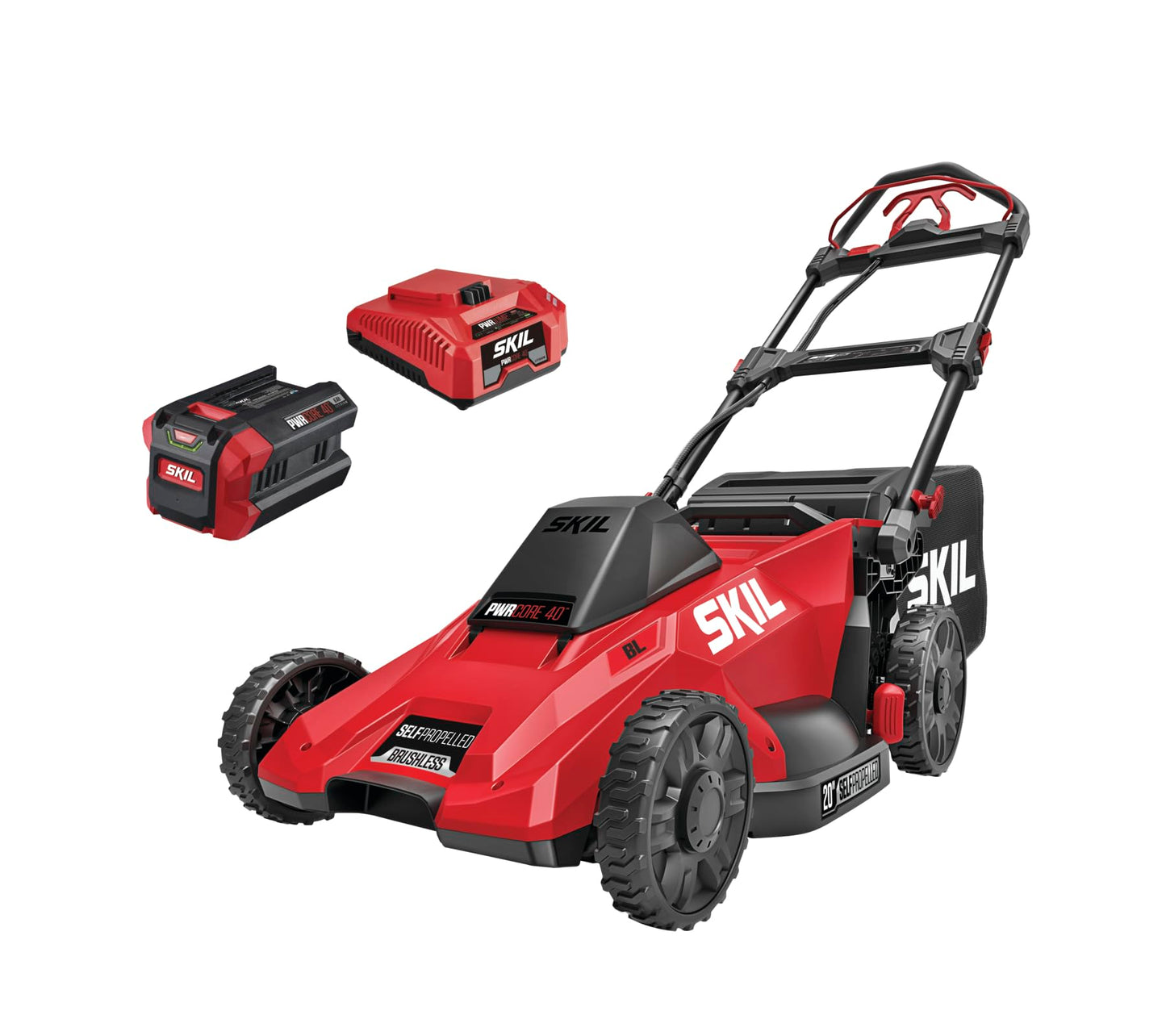 SKIL PWR CORE 40 Electric 20" Lawn Mower, Self-Propelled Cordless, Includes 40V 6.0Ah Battery and PWR Jump Charger - SM4910C-11