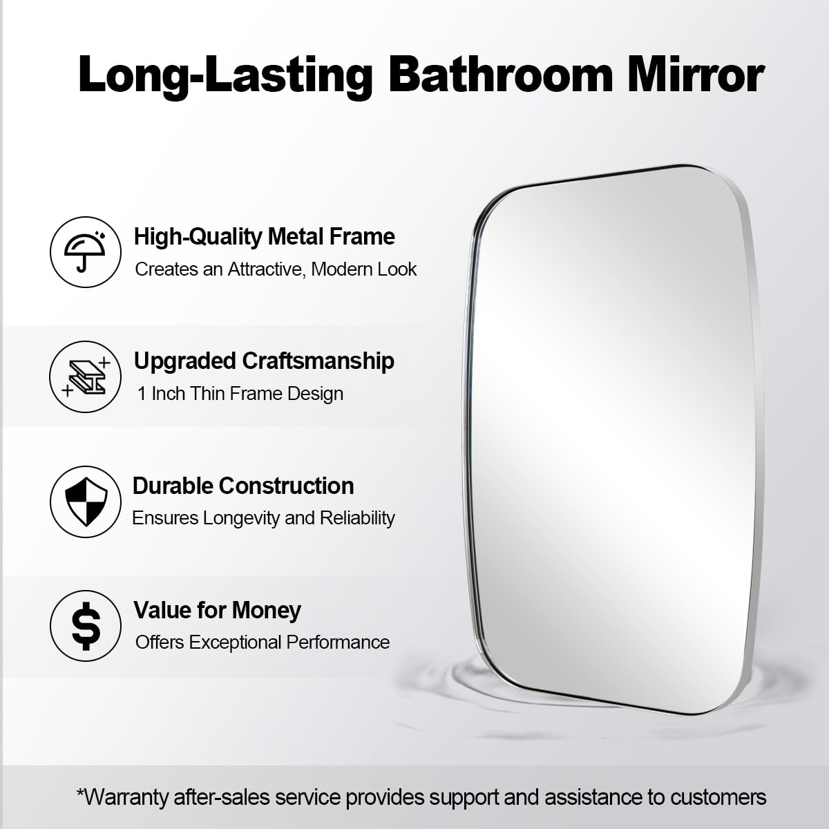 ANDY STAR Chrome Oblong Mirror, 32x40 Inch Polished Chrome Oval Mirror for Bathroom with Stainless Steel Metal Frame, Wall Mouned for Bathroom, Living Room, Entryway