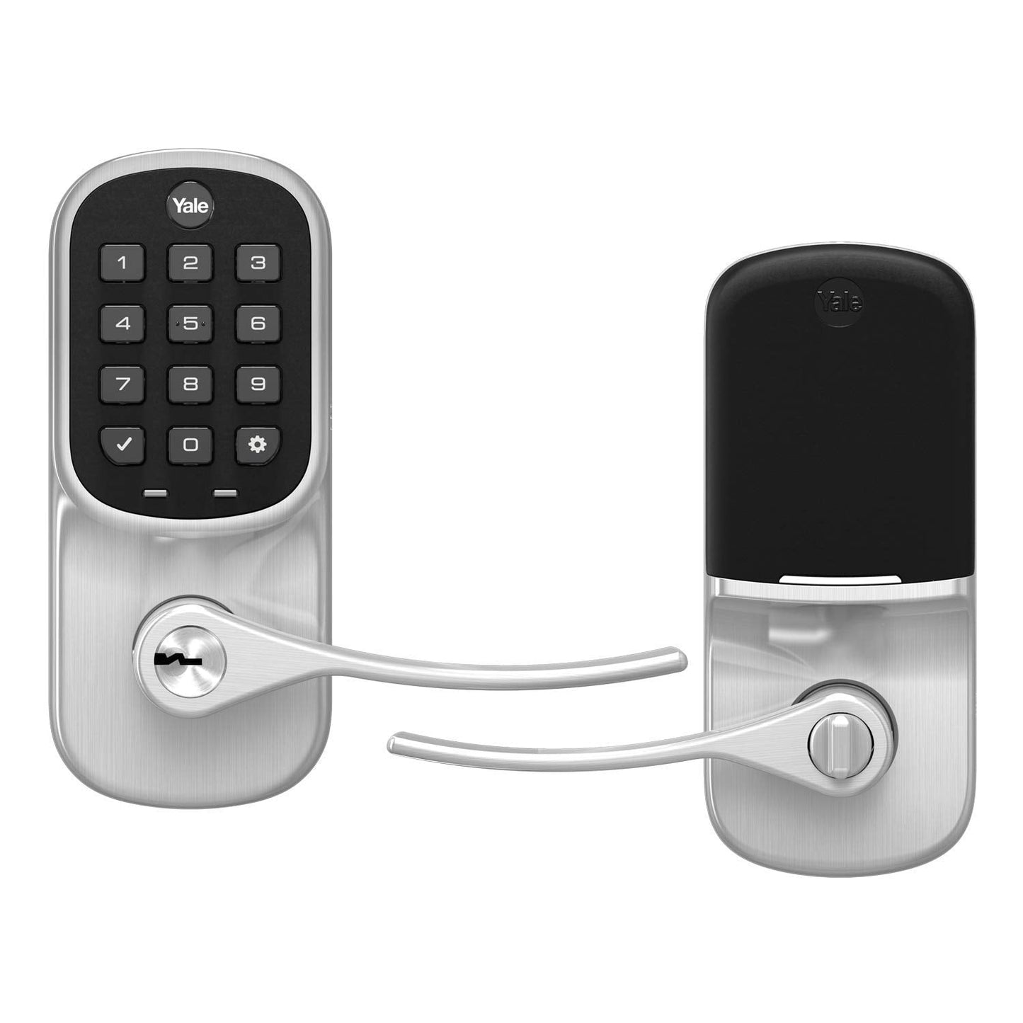 Yale Security Assure Lever - Z-Wave Smart Door Lever for Keyless Access (for Doors with no deadbolt) - Works with Ring Alarm, Samsung SmartThings and More -Satin Nickel - YRL216-ZW2-619