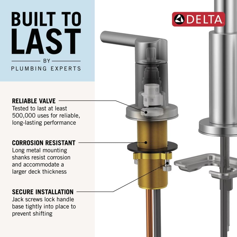 Delta Faucet Nicoli Widespread Bathroom Faucet 3 Hole, Matte Black Bathroom Faucet, Bathroom Sink Faucet, Drain Assembly, Matte Black 35849LF-BL