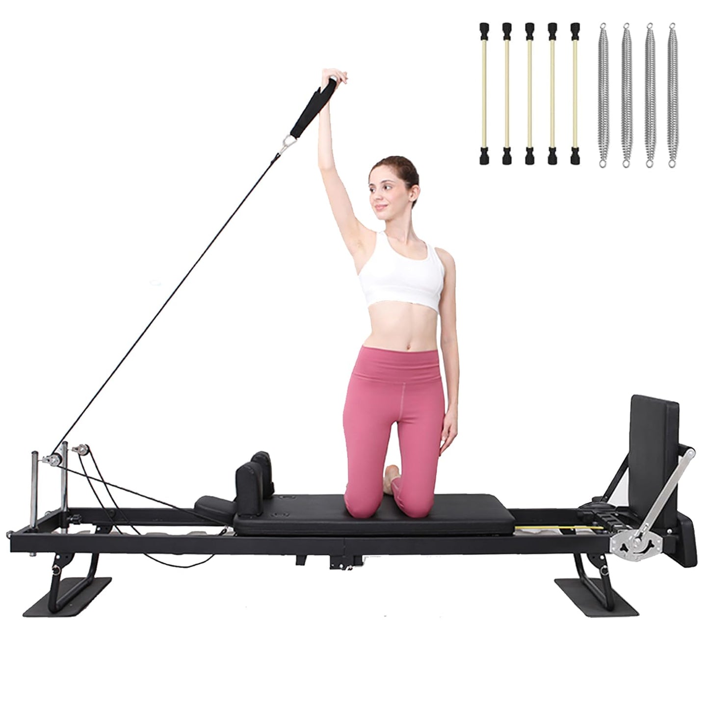 Pilates Reformer,Reformer Pilates Machine Up to 330 lbs Pilates Machine for Home Workout Complete Upgrade Pilates Machine Foldable Pilates Reformer