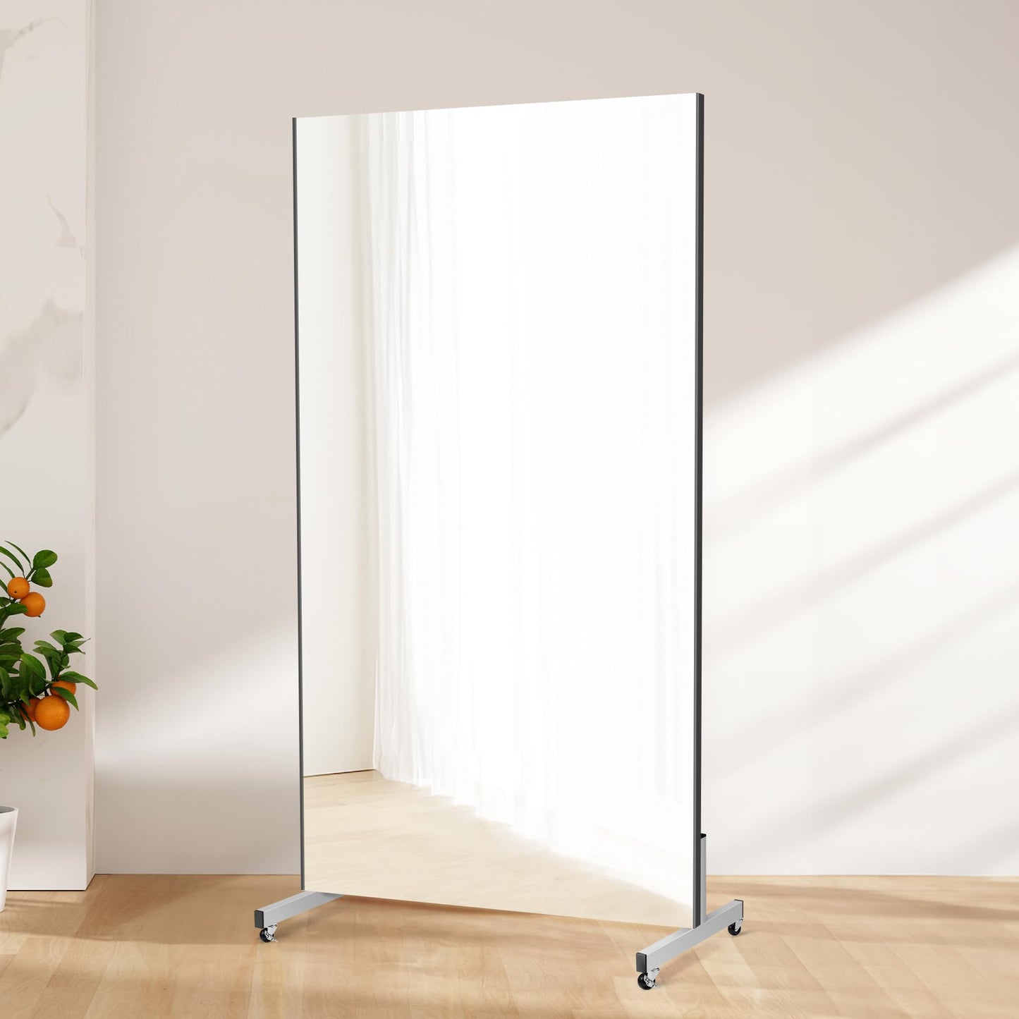 brisafe 71" X 31" Oversized Mirror on Wheels Black Glassless 360°Huge Dancing Rolling Dance Studio Full Length Standing for Home Gym Workout Large (Black Rolling Mirror 71" X 31", Large)