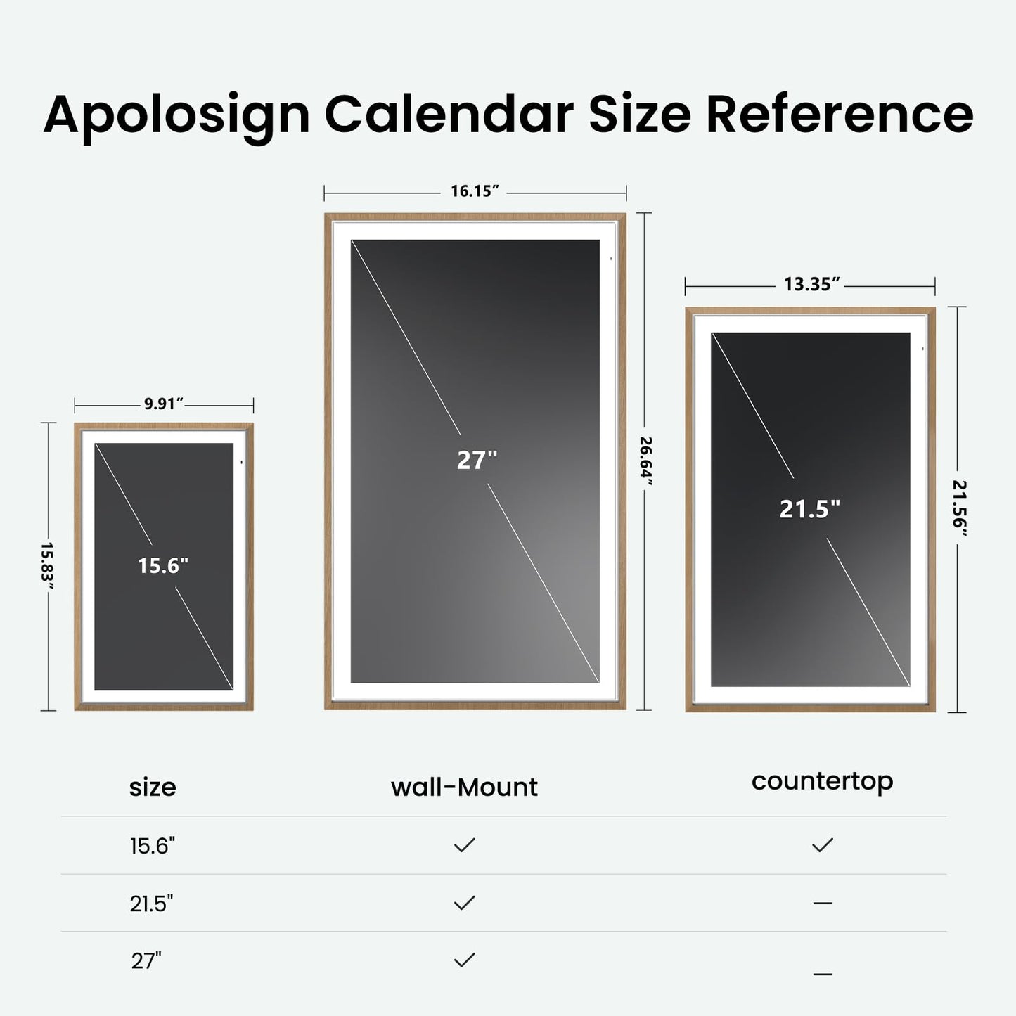 ApoloSign 21.5" Digital Calendar: Dual Mode Calendars with Google Play & Multi-calendar Sync, Electronic Planner & Chore Chart, Smart Touchscreen, Interactive Display fo Schedules (Teak,21.5-inch)