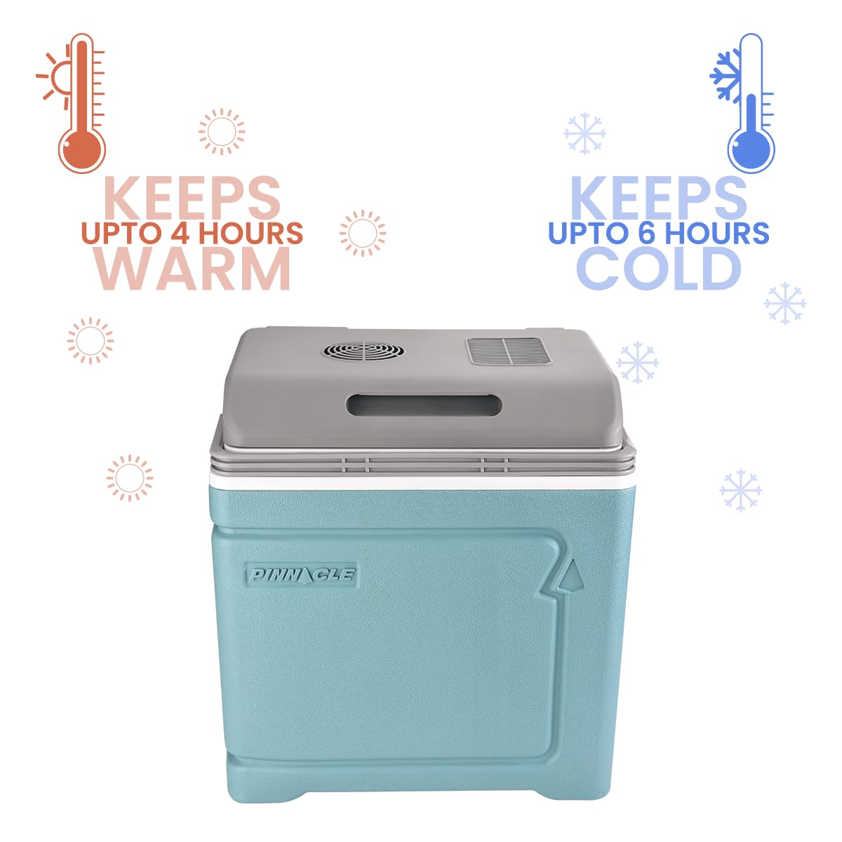 Pinnacle Thermoware Electric Cooler – Large 30L Portable Cooler for Hot and Cold Drinks and Food – 12v Travel Cooler for Car, Camper, RV, Van – Plug-In Cooler Refrigerator for Travel, Fishing, Hunting