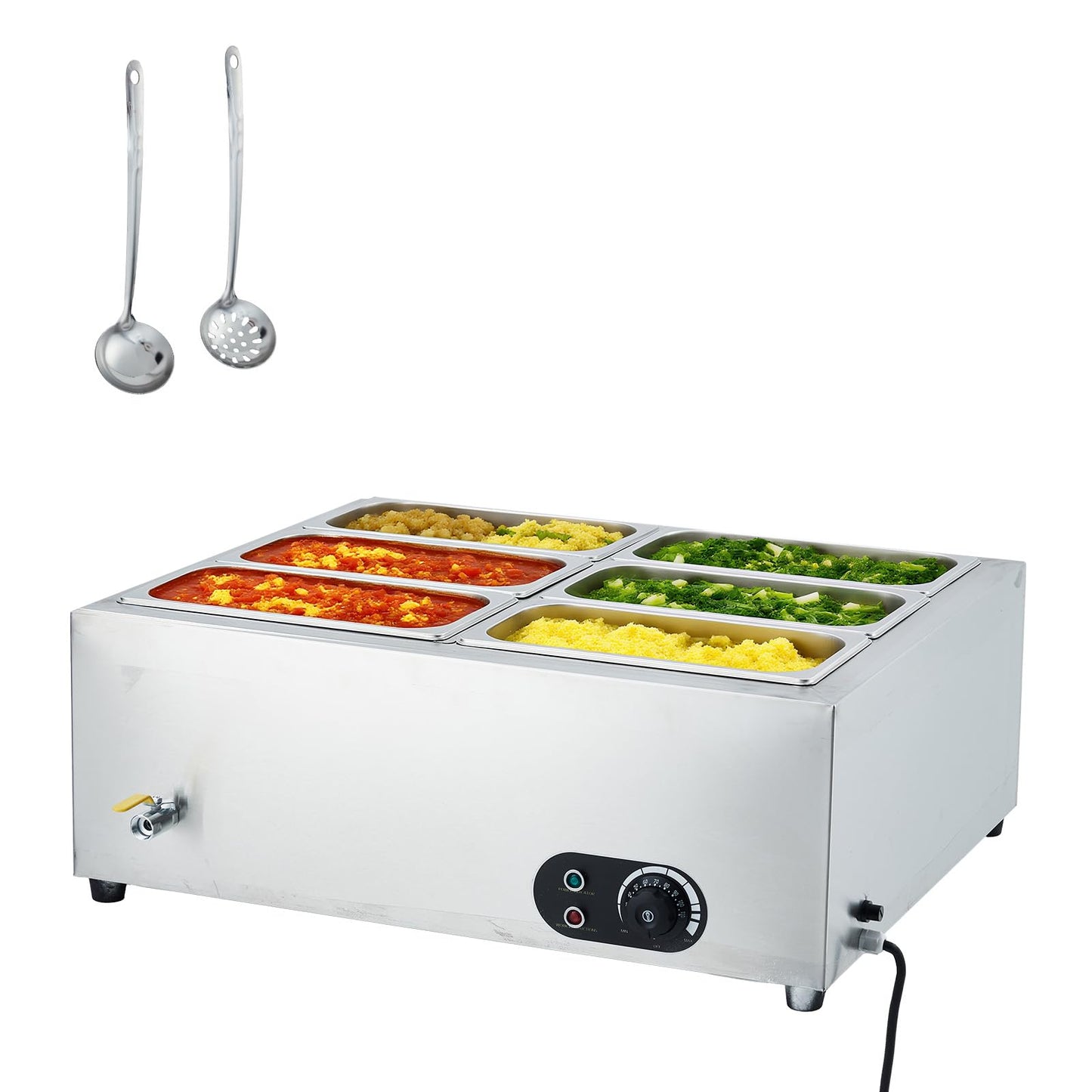 Commercial Food Warmer Stainless Steel 1500w Electric Buffet Server Bain Marie,3-Pan Catering Hot Food Station for Restaurants, Hotels, Banquets