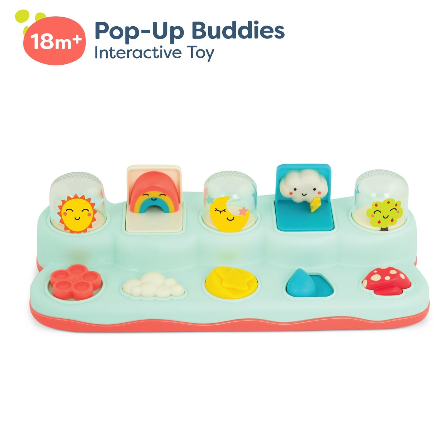 B. toys – Pop – Up Buddies – Cause and Effect Play – Learning Toys for Babies – Interactive Toy with Sun, Rainbow, Star – 18+ Months