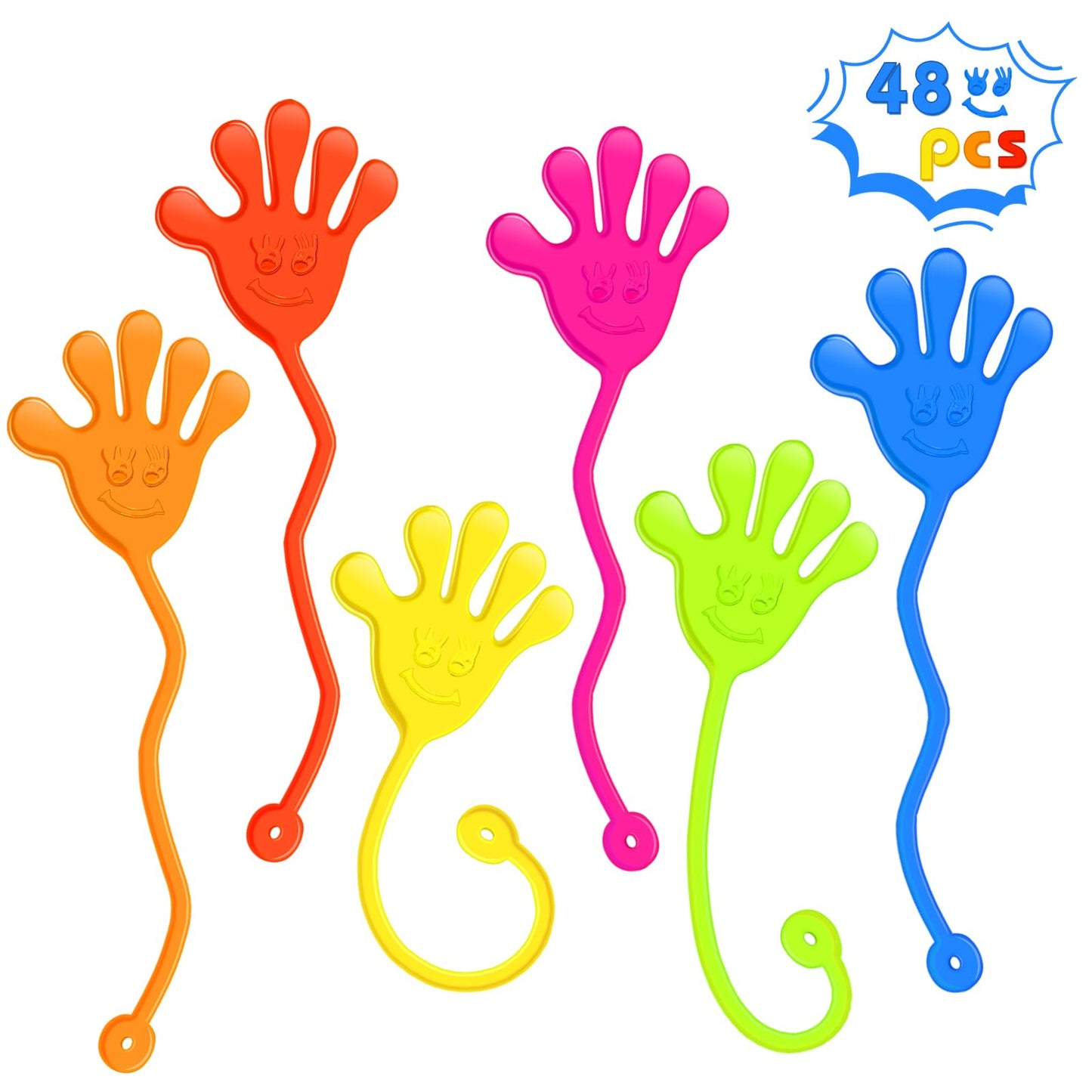 Sticky Hands Bulk 48 PCS Party Favors for Kids 4-8 8-12 Stretchy Sticky Hand Toy Goodie Bag Stuffers Fillers Treasure Box Toys Classroom Prizes School End of Year Student Gifts Birthday Party Supplies