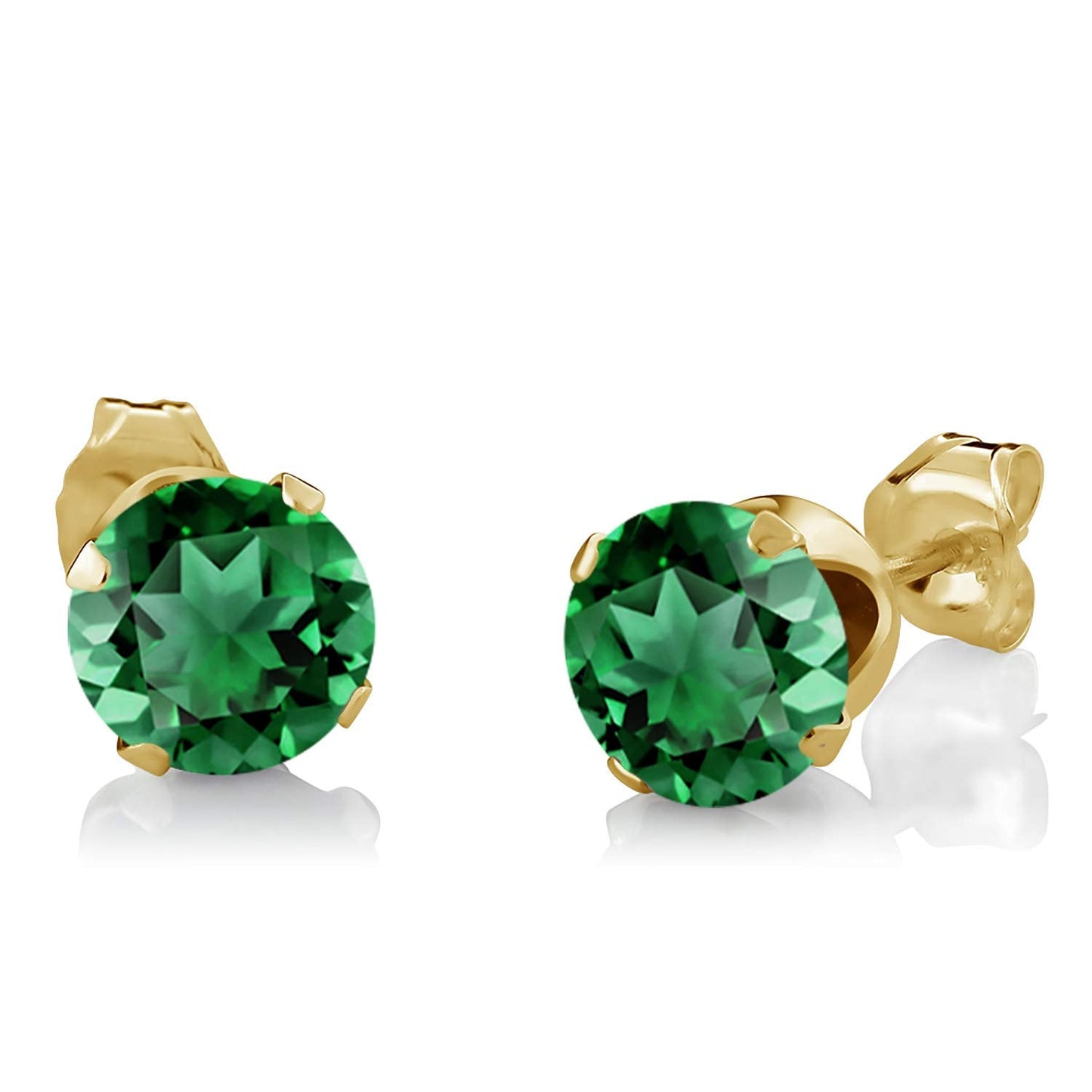 Gem Stone King 18K Yellow Gold Plated Silver Simulated Emerald and White Diamond Pendant Earrings Jewelry Set For Women | 2.36 Cttw | With 18 Inch Chain | Fine Jewelry Gifts for Her Mom Women Wife