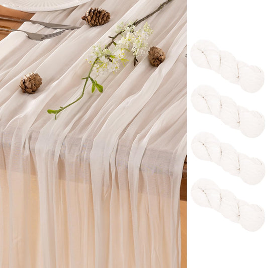 LINXTAR Ivory Table Runner Cheesecloth Table Runner 4 Pack 10FT Rustic Table Runners 35 x 122 Inches Boho Decoration for Home Wedding Baby Shower Birthday Party