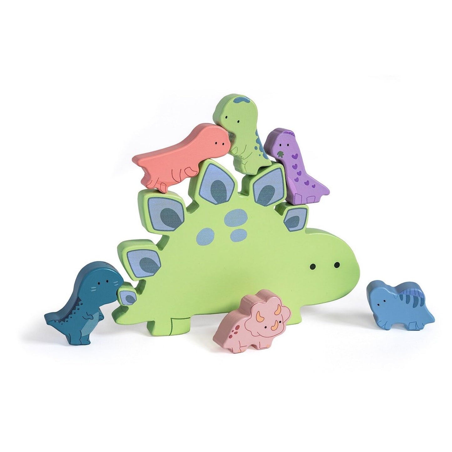 Mary Meyer LittleWood Blocks Wooden Block Set for Toddlers, Preschool Gift for 18+ Months, Fun & Educational Baby Toy, 9 x 8-Inches, Dinosaur