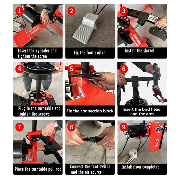 KATOOL Mini Tire Changer Machine 39" MAX. Wheel Diameter KT-1030P Tire Machine Small Wheel Changers Tire Repair Tools