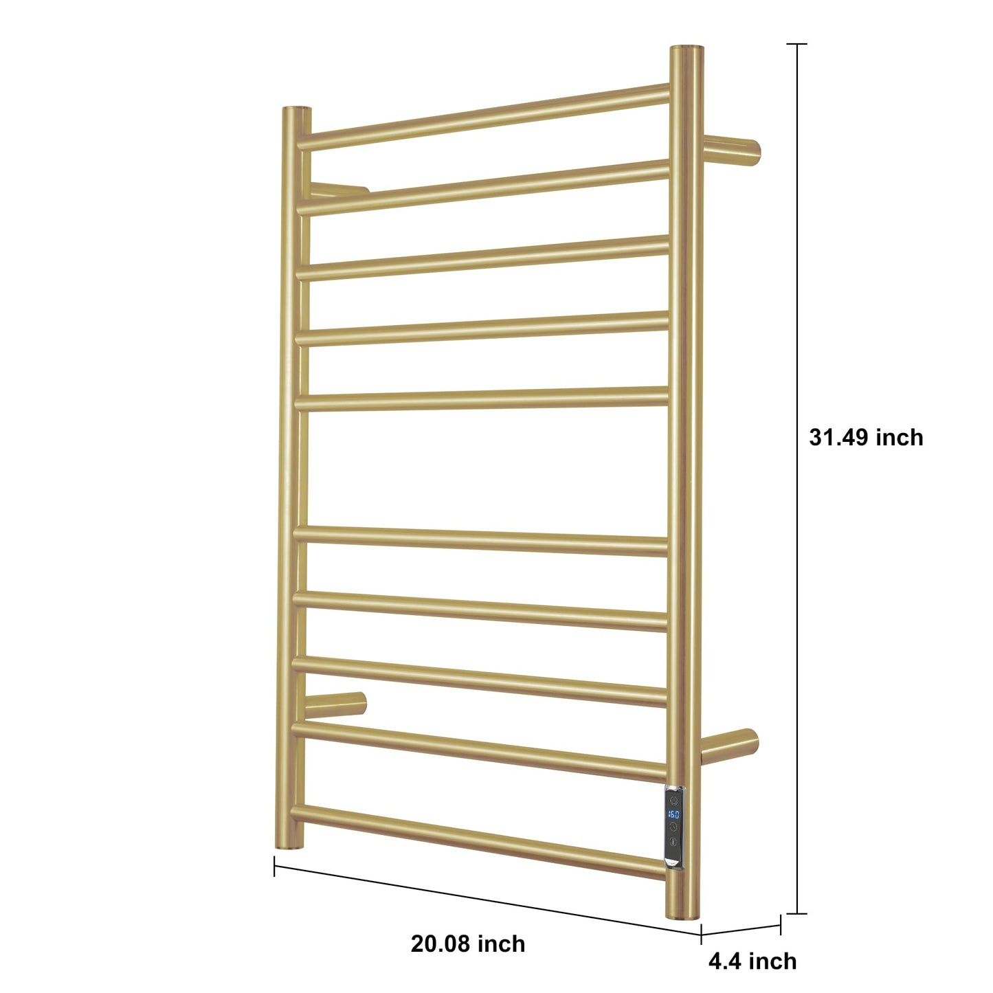 BLARALA Heated Towel Racks for Bathroom, Wall Mounted Electric Towel Warmer Racks with Timer & Temperature Control, 10 Bar Stainless Steel Towel Heater for Bathroom, Brushed Gold, Plug-in
