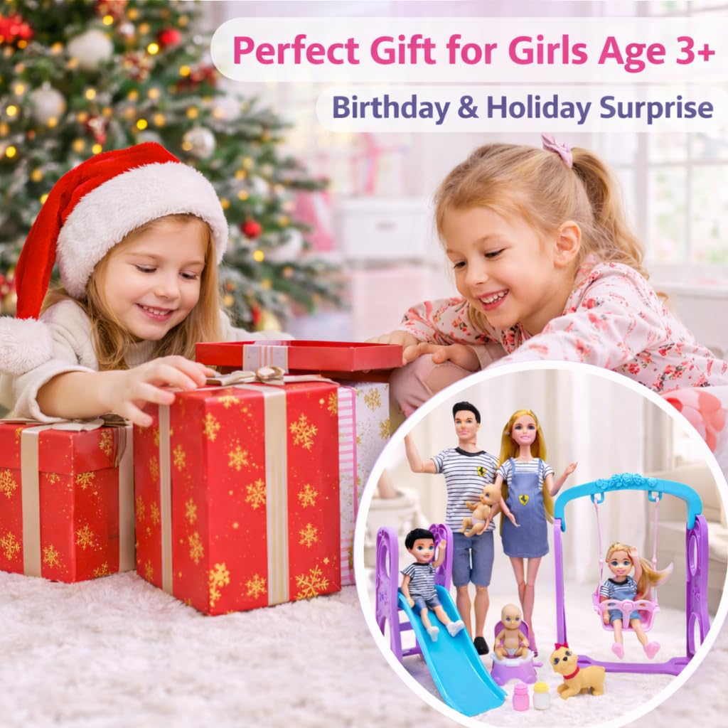 Familydolls Pregnant Dolls Set of 6 People with Removable Baby, 12 Inch Realistic Mommy Doll Set for Kids, Educational Pregnancy Doll Toy, Role Play Gift for Girls Ages 3+