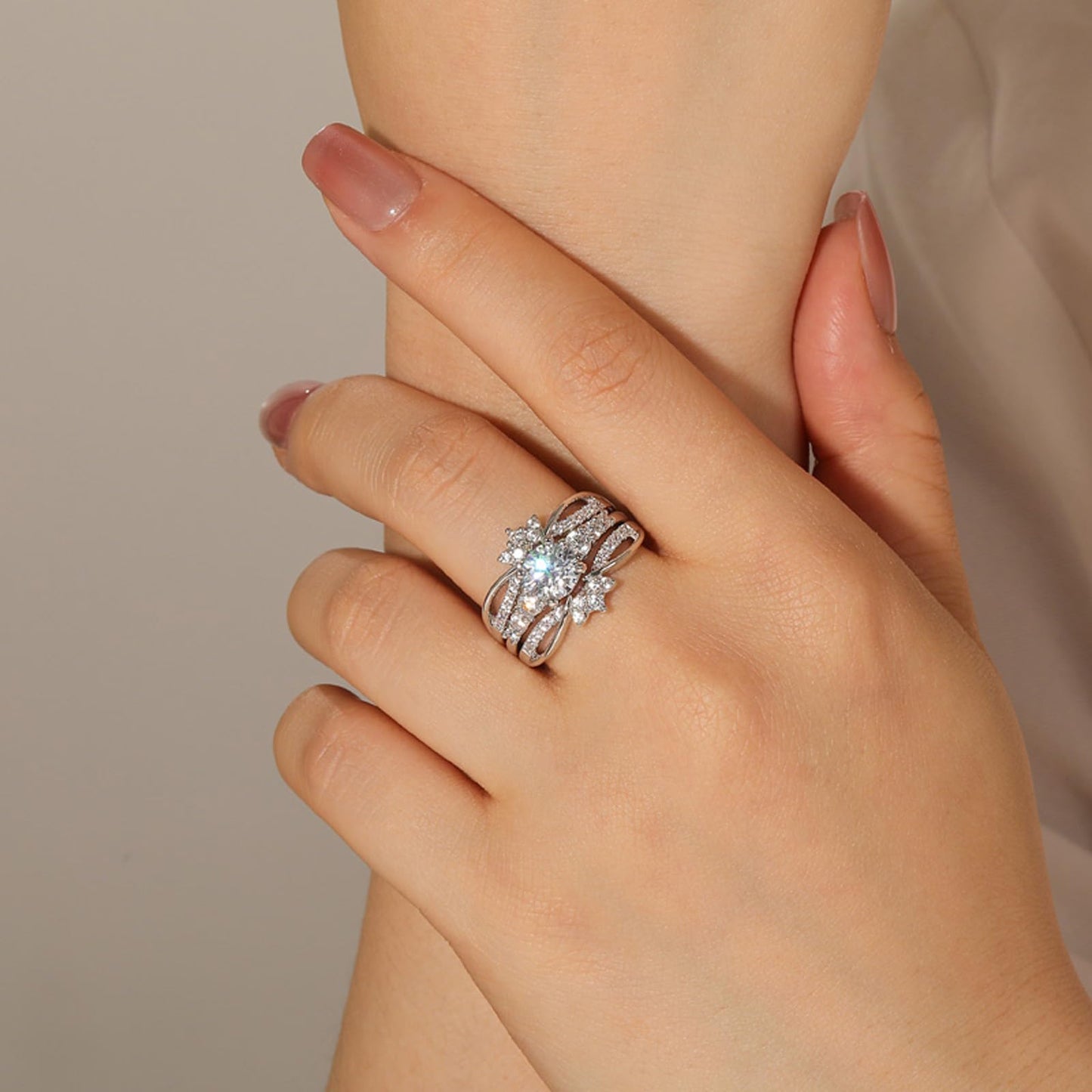 Jeulia Interchangeable Twist Infinity Engagement & Wedding Band Ring Set for Women 925 Sterling Silver Bridal Set with 1.9ct Diamonds Anniversary Promise Gift with Jewelry Box (White Daimond, 7.5)