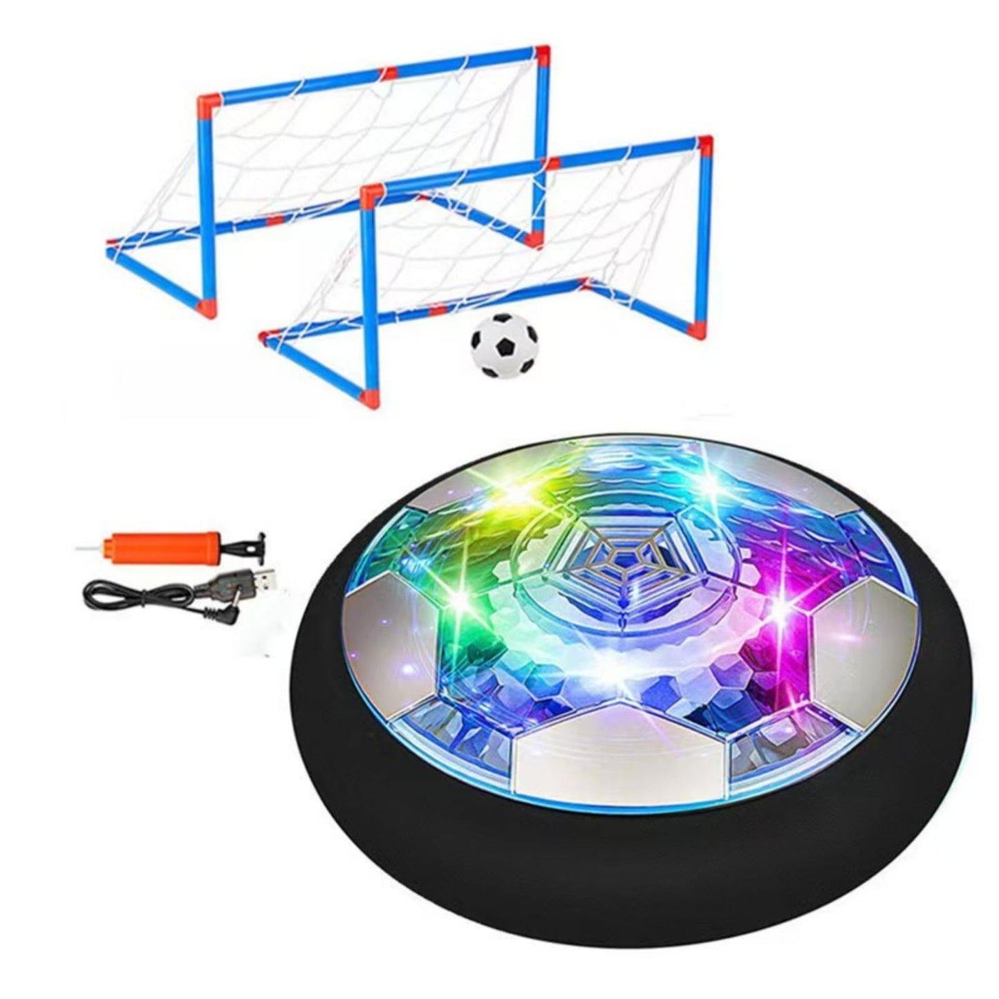 SHENSE Hover Soccer Ball Set, Indoor Soccer Ball 4 in 1 Rechargeable Air Power Soccer with LED Lights and Foam Bumper Protection Gifts for Boys Girls 3 4 5 6 7 8-12 Year Old Kids