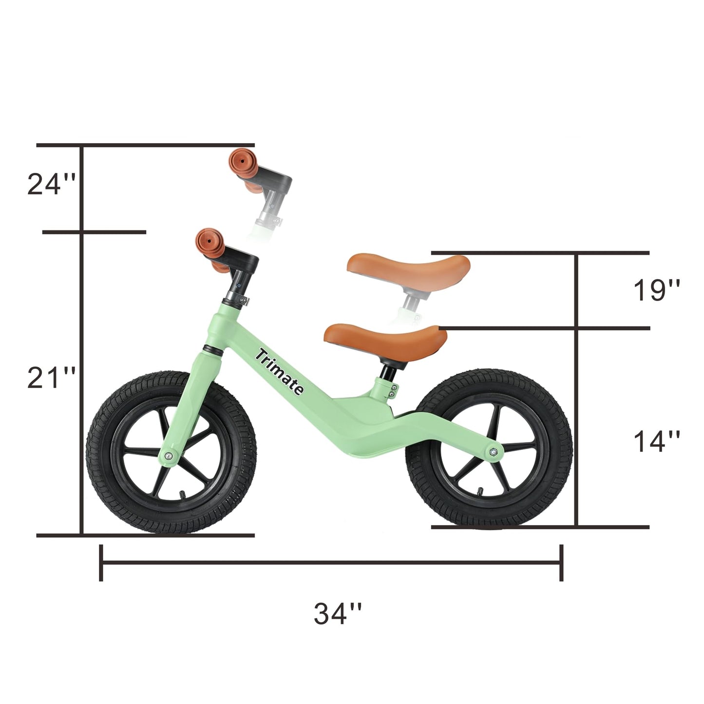 Trimate ToddlerPro Balance Bike for 3-5 Year Olds - Adjustable No Pedal Sport with 12" Inflated Tires - Perfect for Boys & Girls - Develops Balance & Coordination Skills