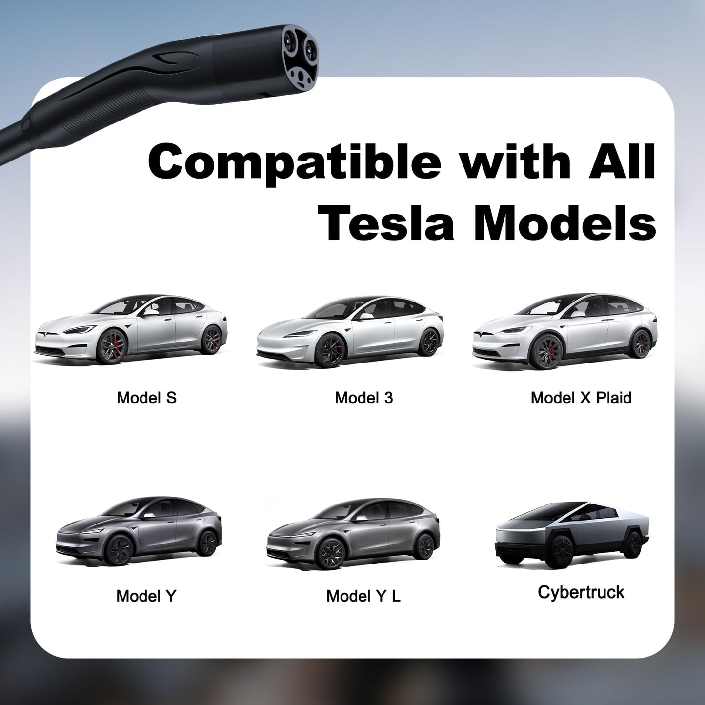 VDLPOWERVP Level 1/2 Tesla Charger 16Amp, Electric Vehicle Portable Charger with 28FT Cable, 3.5KW Home EV Charging Station for All Tesla Models Y/X/3/S,110V-240V, NEMA 6-20 & NEMA 5-15 Plug
