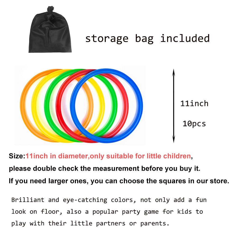 AMYESE Hopscotch Rings- 11in Hopscotch Game Hoops Circles with 15 Connectors for Kids Balance Agility Training Obstacle Course, Children Birthday Fun Play Indoor Outdoor Backyard Playground Activity
