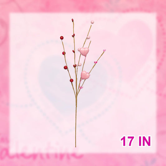 J'FLORU Valentine's Day Gifts Valentines Day Decorations 24 Pack Pink Heart Shaped Berry Picks with Red Berries for Valentines Day Wedding Candlelight Dinner Anniversary