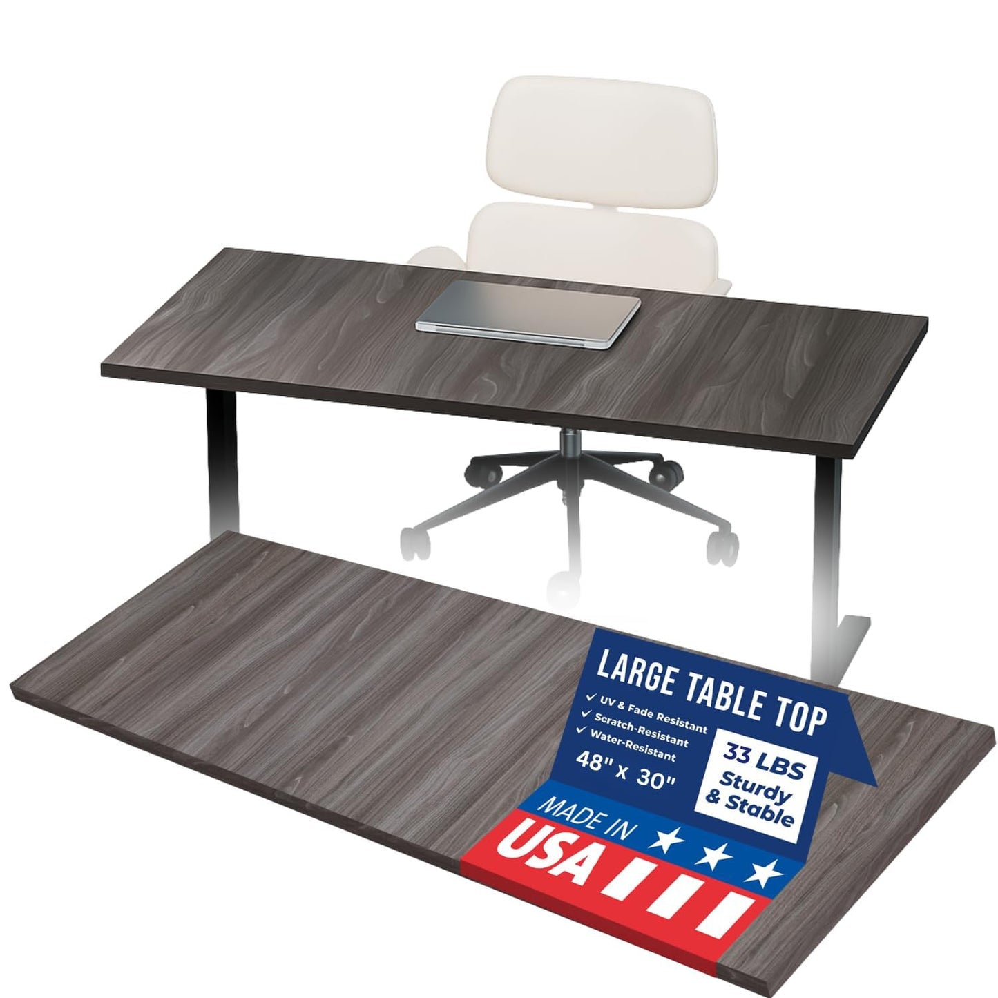OfficeSimpli 48 x 30 Inch Desk Top, Made in USA Replacement Table Top for Sit-to-Stand Adjustable Desk Frame, Workbench or Countertop for Classroom, Home and Office (Desk Top Only) - Iconic Maple