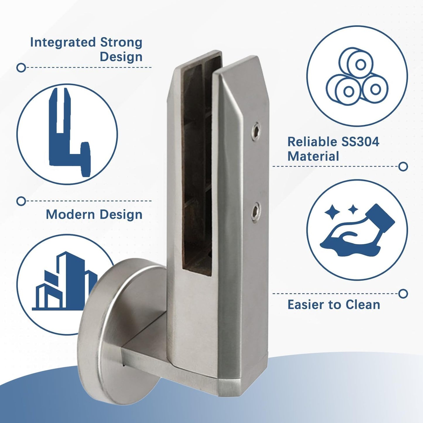 Heavy-Duty 304 Stainless Steel Side-Mount Glass Spigot Brackets - Compatible with 10-12.7mm (3/8"–1/2") Panels for Pool Fences, Balconies & Stairs,Black,4 Pack