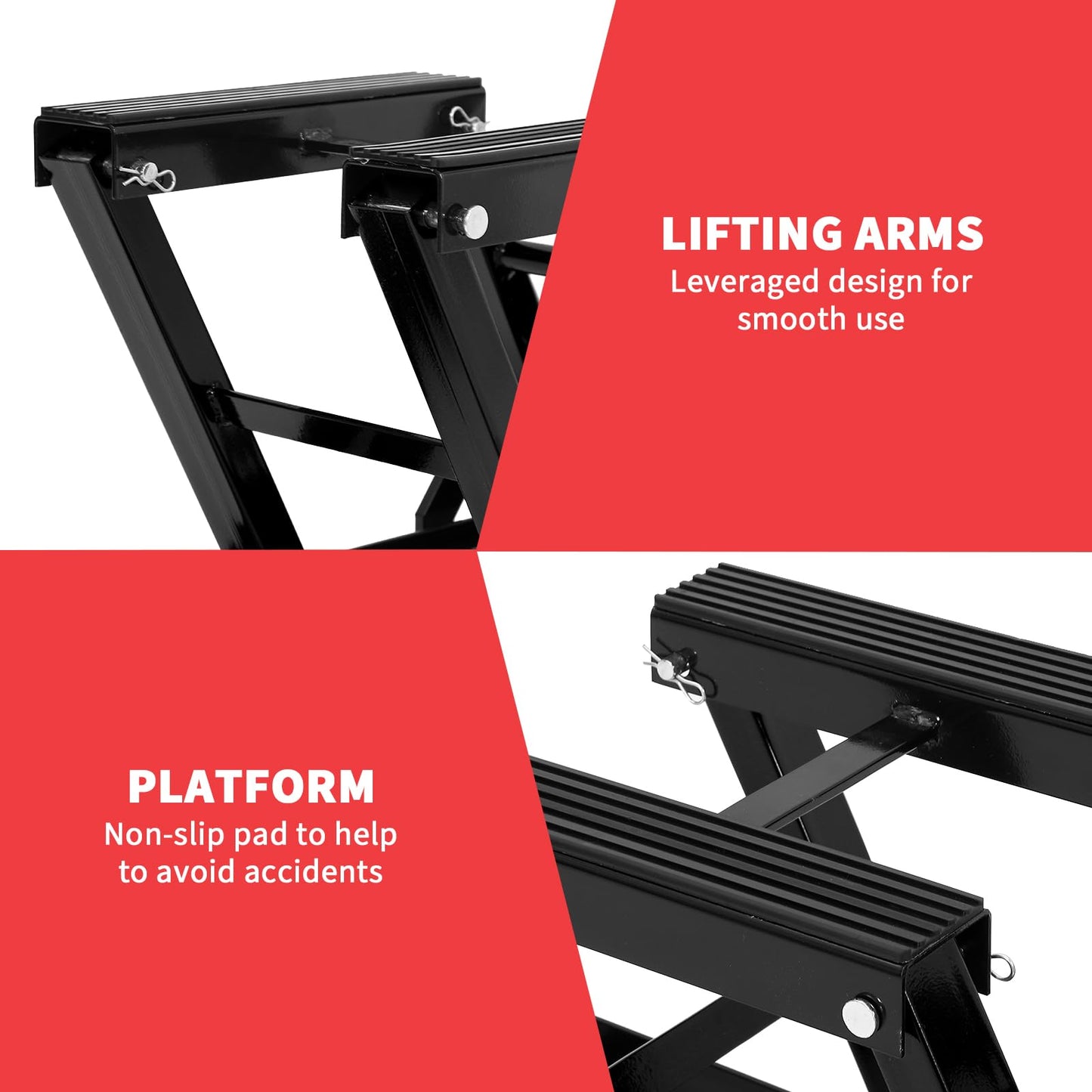 Garvee Hydraulic Motorcycle Lift Jack 1500Lb Heavy Duty ATV/UTV/Dirt Bike Lift with 4.7''-14.57'' Height Range, Non-Slip Platform & Safety Lock, Garage Scissor Jack, Car Maintenance Tool, Black