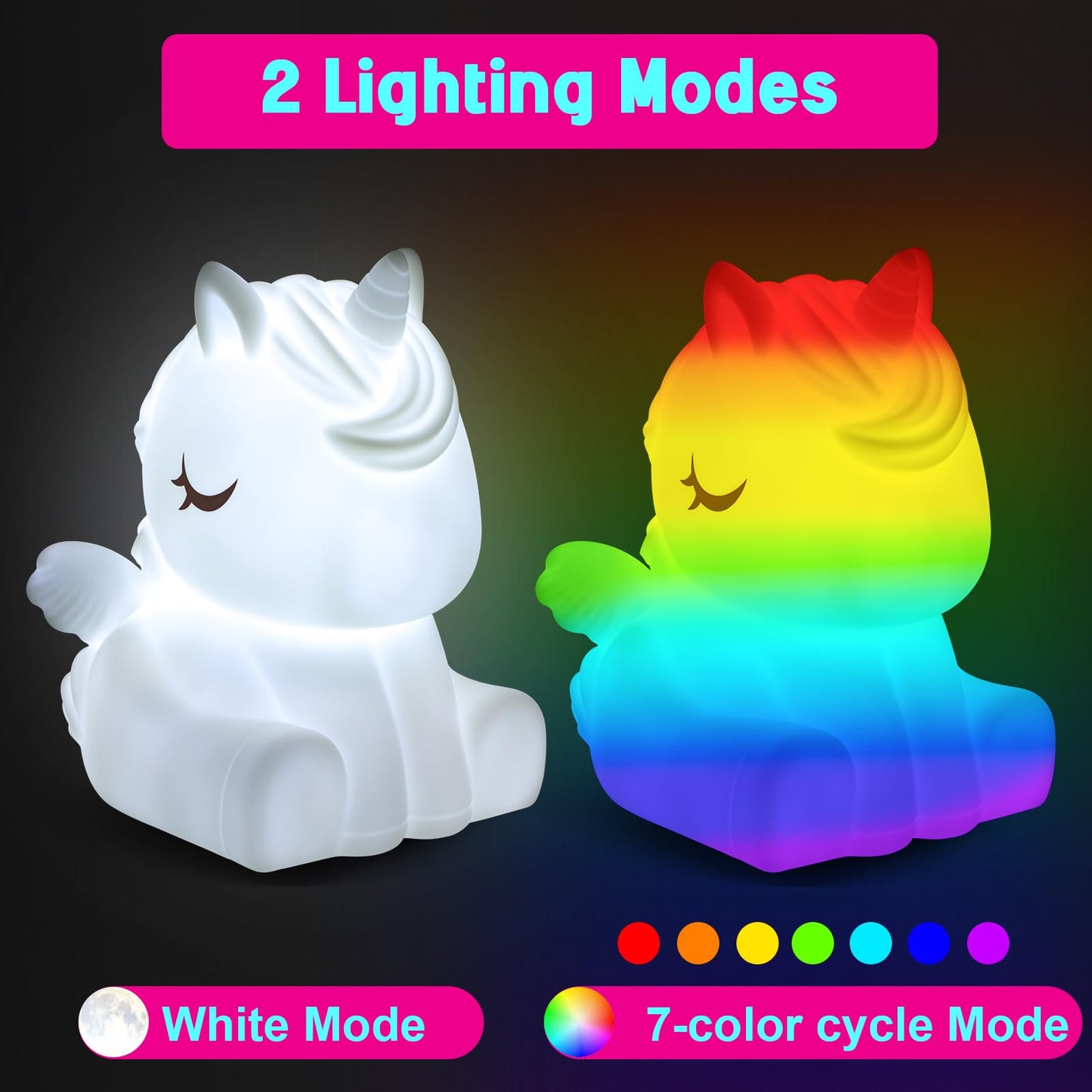 EPUMP Paint Your Own Unicorn Lamp Kit - Rechargeable 1200mAh Night Light with 2 Light Modes, Arts and Crafts Painting Toys for Girls Boys, Art Supplies Birthday Gifts for Kids Ages 3-12+