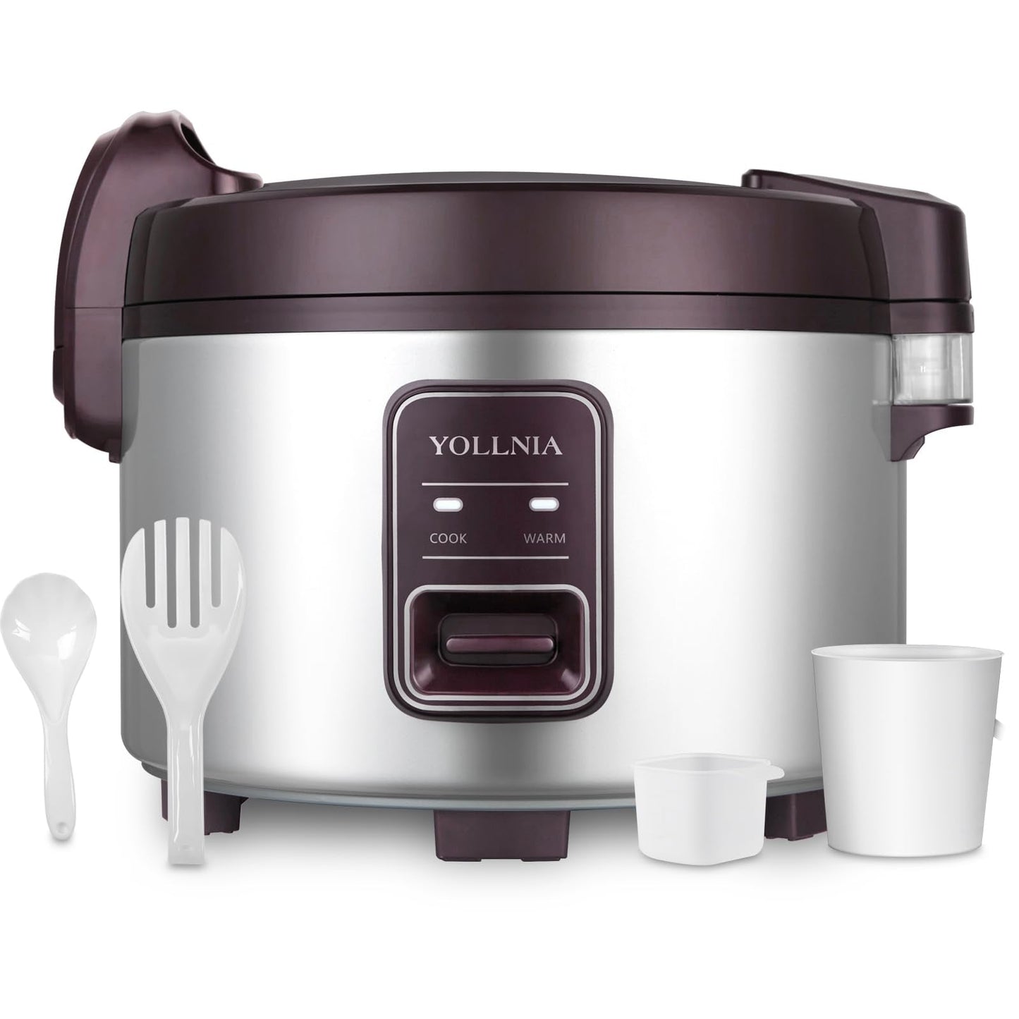 YOLLNIA Commercial Rice Cooker & 45 Cups (Cooked) Large Cooker Rice | 8.17Qt Rice Warmer Commercial | 1200W Fast Cooking Electric Rice Cooker for Restaurant | Auto Keep Warm | Non-Stick Inner Pot
