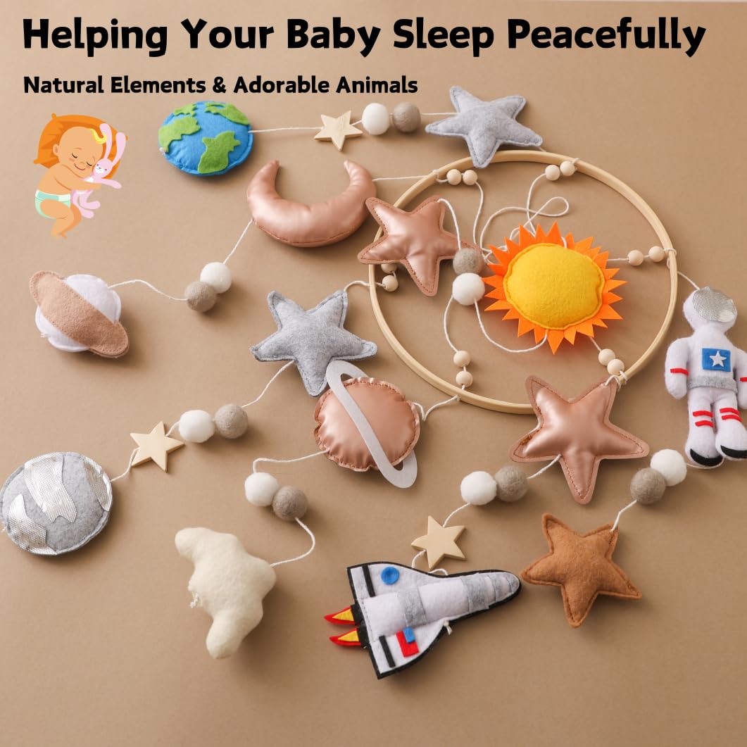GOODMOM Baby Mobile for Crib, Astronaut Crib Nursery Mobile for Boys Girls, Handmade Baby Mobile Infant Bedroom Hanging Decoration Toy(Stellar Dream)