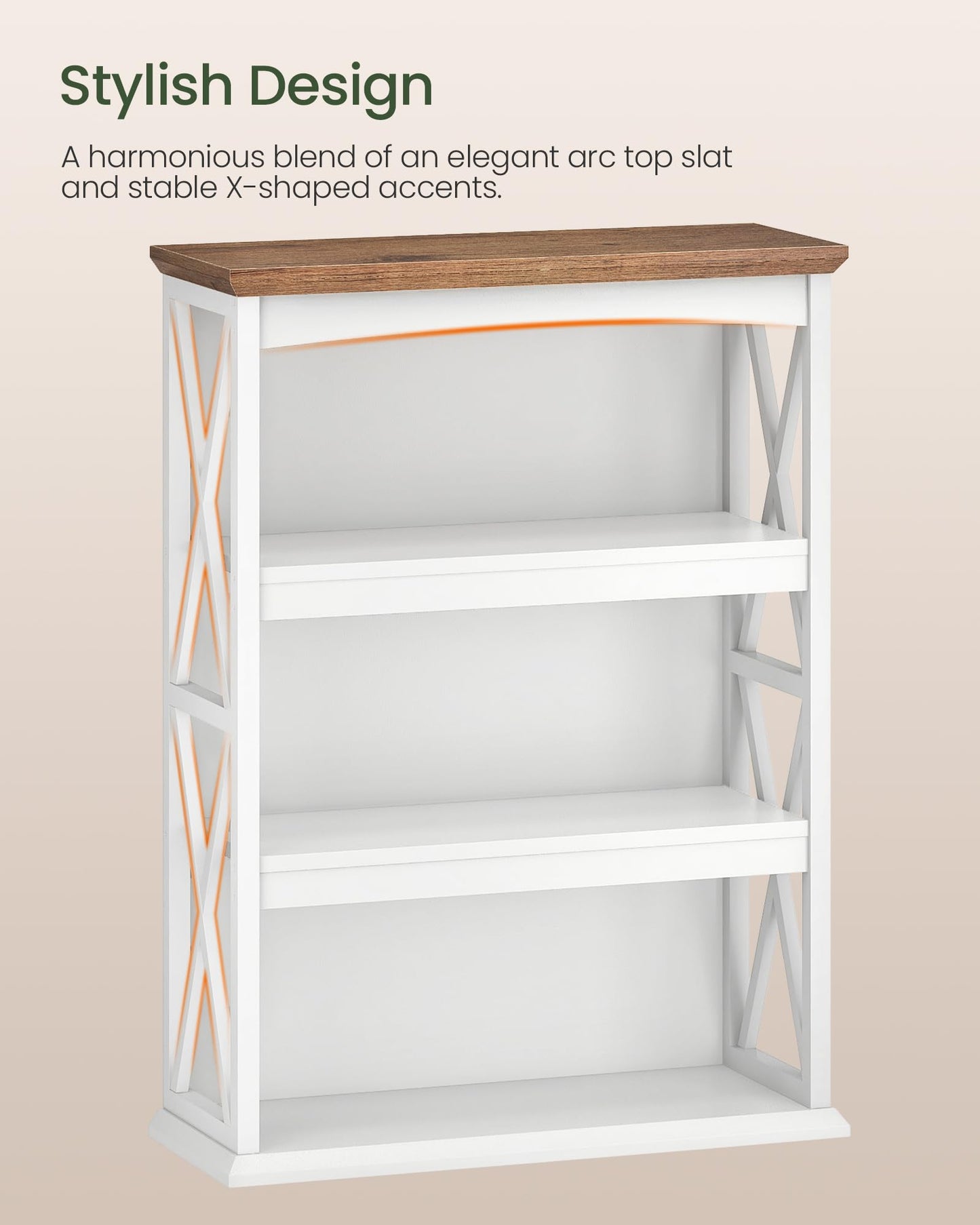 CHOEZON 4-Tier Bookcase, 42.9" Floor Standing Organizer Shelf, Corner Book Stand, Metal Frame, for Study, Bedroom, Living Room, White and Walnut TSJ01WL