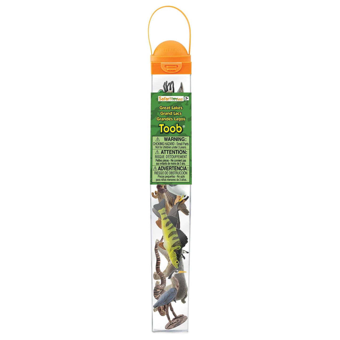 Safari Ltd. Great Lakes TOOB - Figurines of Mudpuppy, Dragonfly, Water Snake, Bat, Goose, Herring Gull, Blue Heron, Lynx, Sturgeon, Yellow Perch - Educational Toys for Boys, Girls & Kids Ages 3+