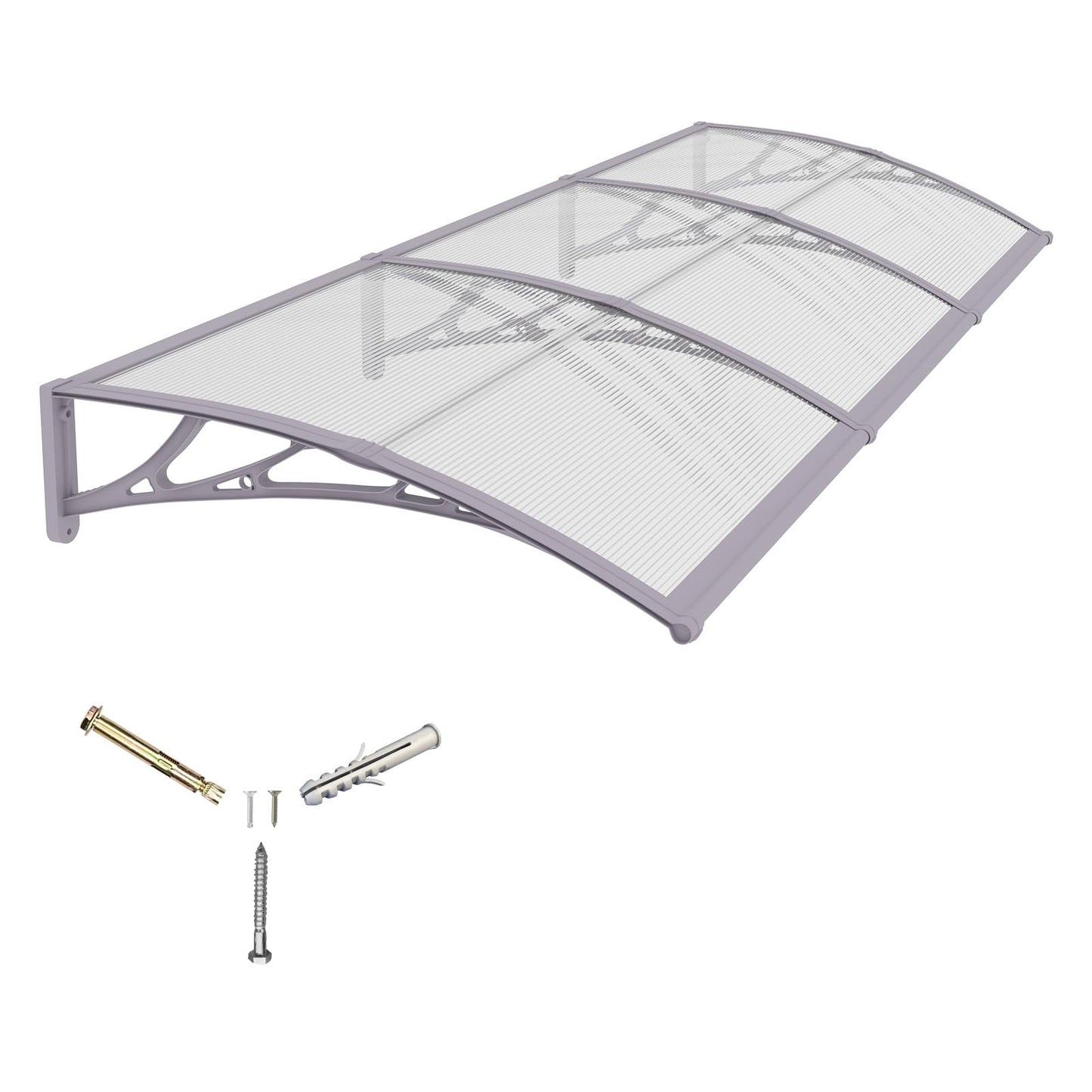 Awning for Door Entrance,32X120 Inches Awnings for Doors,Window Awning Canopy Exterior with Plastic Steel Bracket,Polycarbonate Cover,UV,Rain,Snow Protection for Porch,Patio,Deck