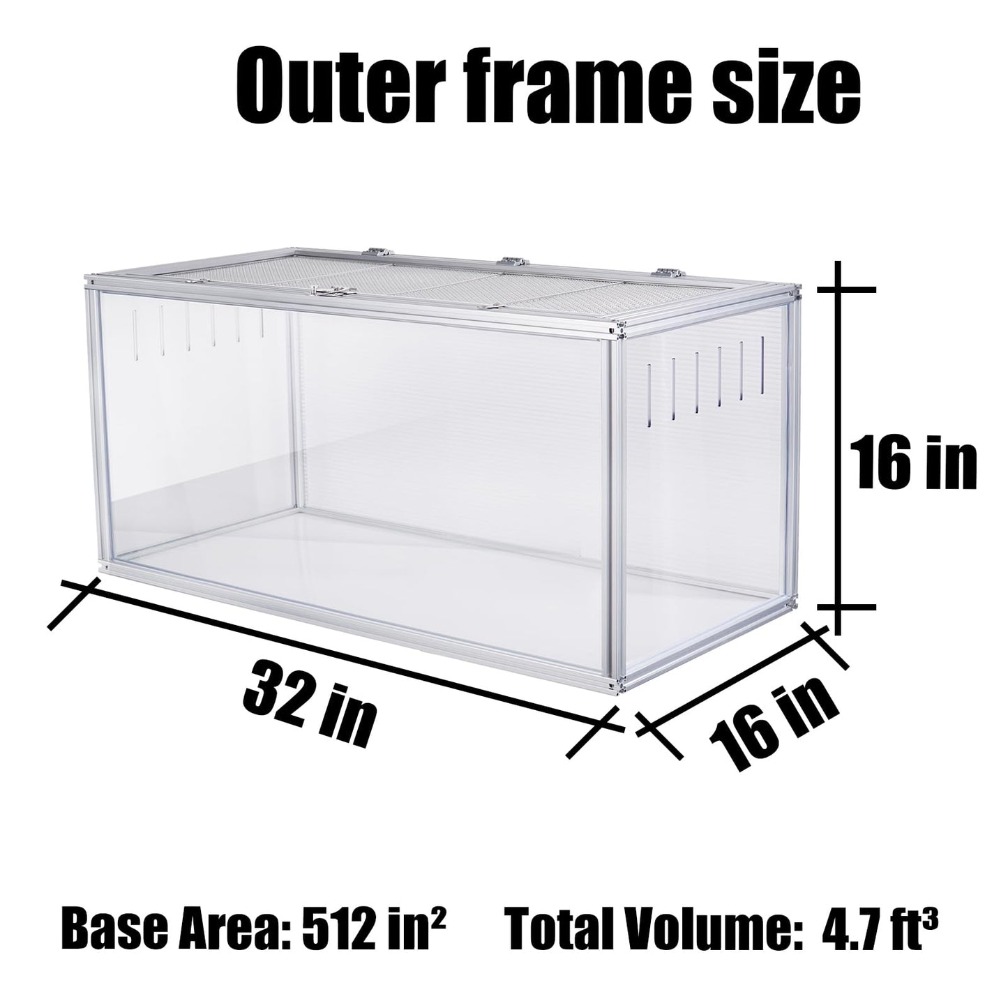 Jiwinner Large Hamster Cage, 32 x 16 x 16 in Chew-Proof Metal Frame, Clear Acrylic with Vent Holes, Hinged Top with Stainless-Steel Mesh — Hamster Enclosure