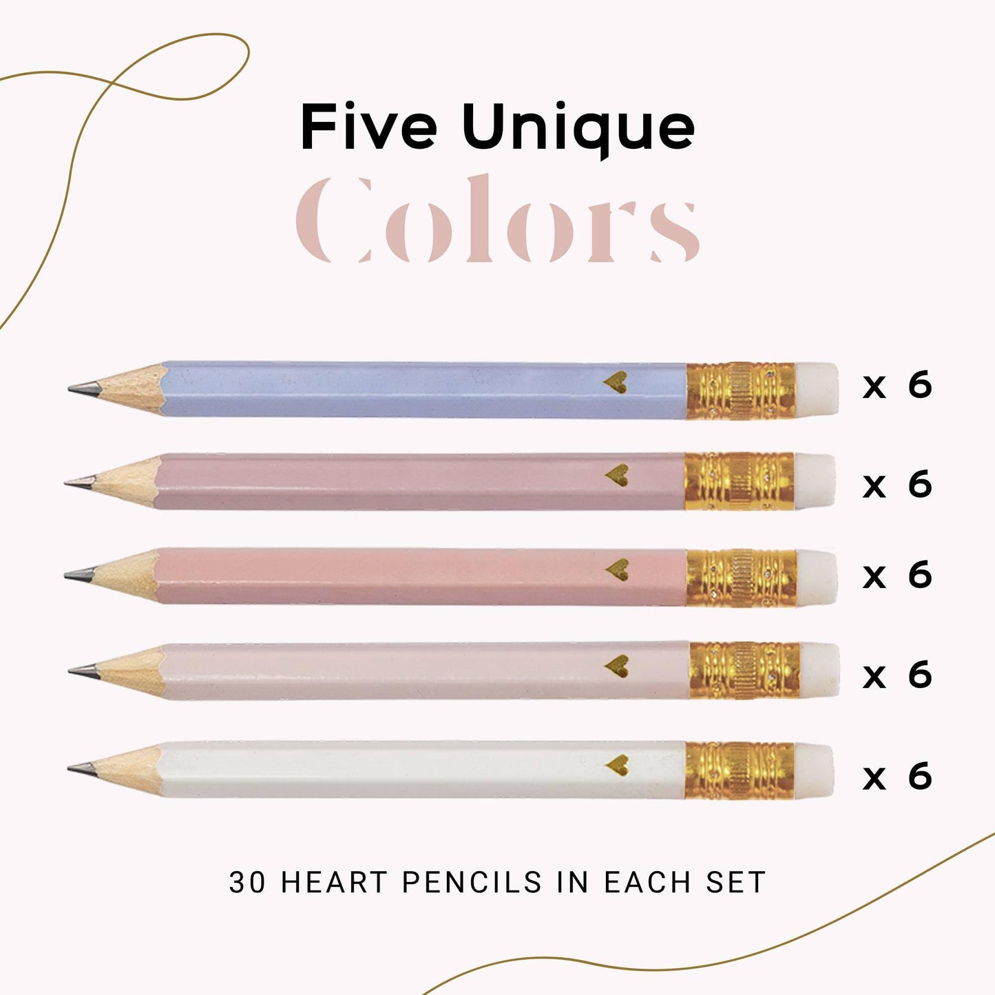 Markt Heart Pencils for Baby Shower Games and Bridal Shower Games, Mini Pencils, Small Pink Pencil Set For Game Prizes, Bridal Pens (Blush)