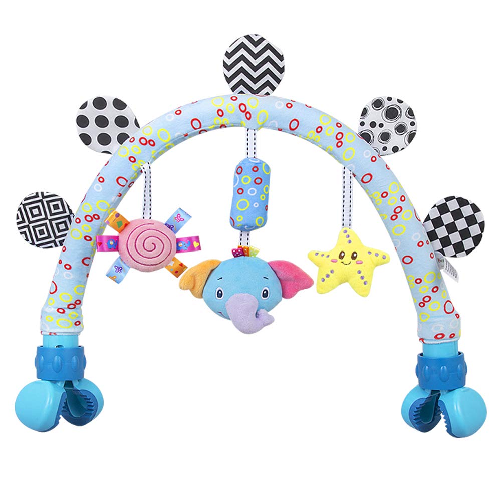 Caterbee Travel Arch Bassinet Mobile Toys for Infant & Toddlers,Clip on Stroller Toy Crib Accessory & Pram Activity Bar Toy for Indoor and Outdoor (Elephant)