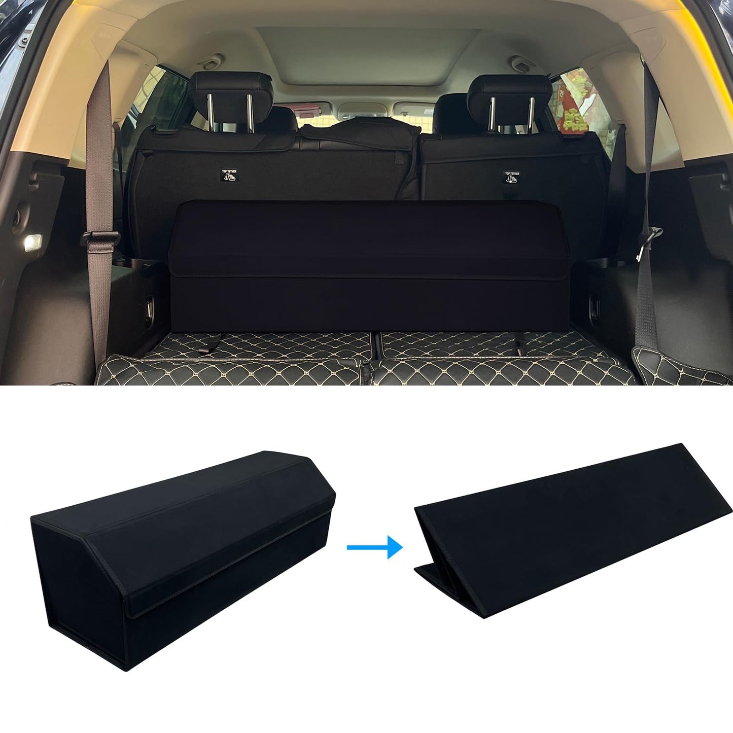 RAHALOY Custom Fit Trunk Organizer for Honda CR-V 2017-2026, Foldable Collapsible Storage Box | Suede Cargo Organizer for SUV Road Trips, Groceries & Sports Gear, 38.6 Inch