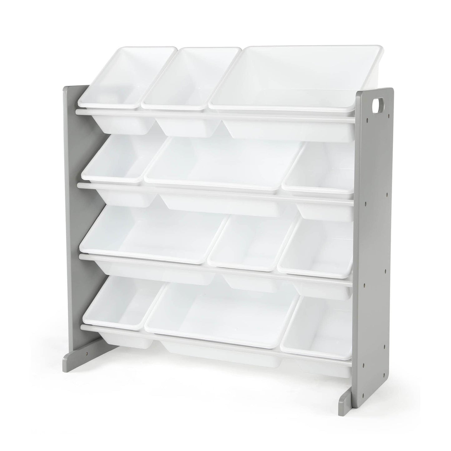 Humble Crew Toy Storage Organizer with 12 Removable Storage Bins for Kids Playroom, 4-Tier Toddler Toy Organization, Grey/White