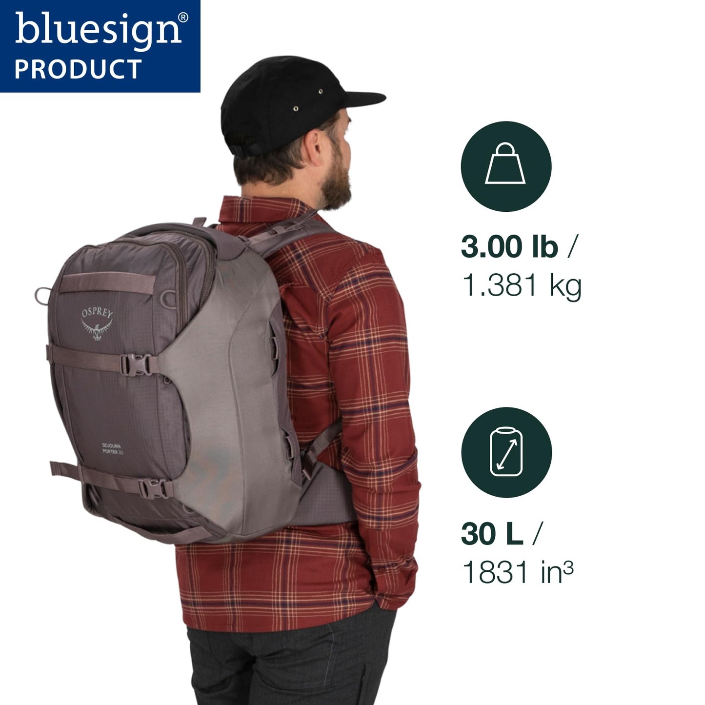 Osprey Sojourn Porter 30L Travel Backpack - Carry-On Compliant Luggage with StraightJacket Compression and Padded Laptop Sleeve - Durable Pack for International or Urban Travel, Brindle Brown