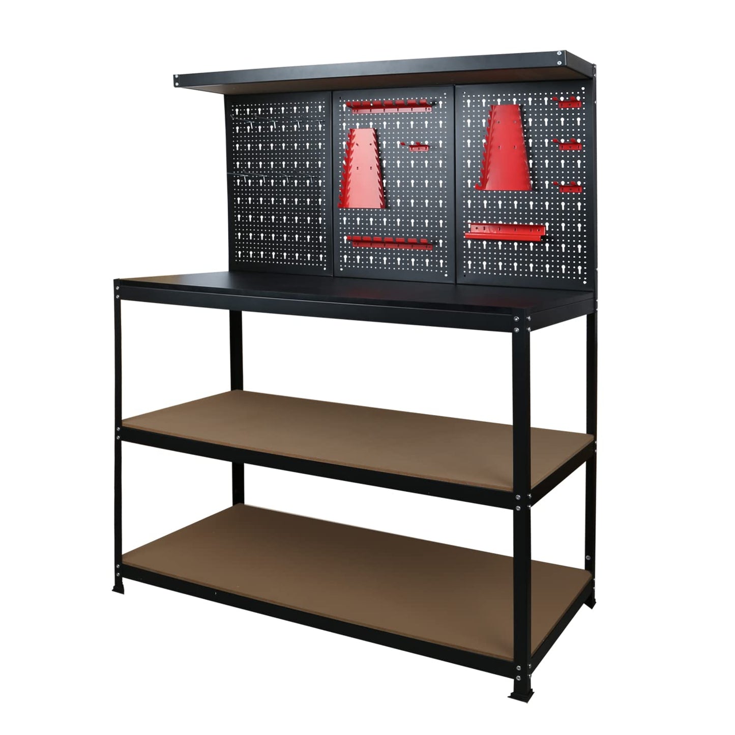 Prostormer Workbench, 47.25 inch Multipurpose Garage Worktable with Peg Board Hook Kit for Home, Garage, and DIY Projects