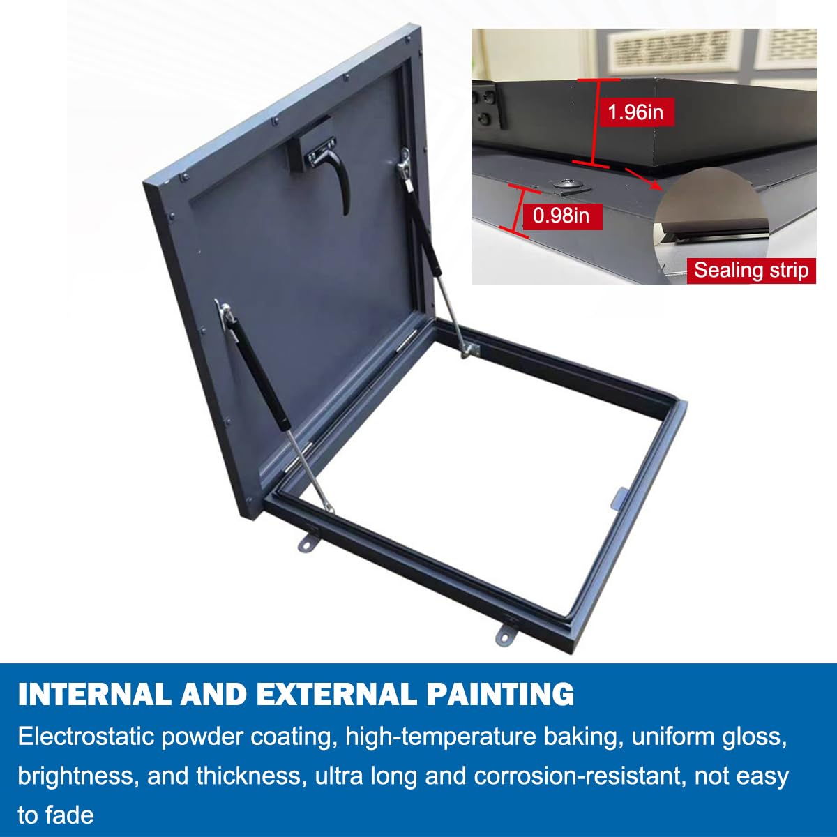 Roof Hatch Steel Anti-Theft Door Skylight Roof Skylight Roof Maintenance Hatch Roof Maintenance Hatch Cover Galvanized Powder Coated Steel Roof Hatch Deck Installation Roof Window (21.65in)